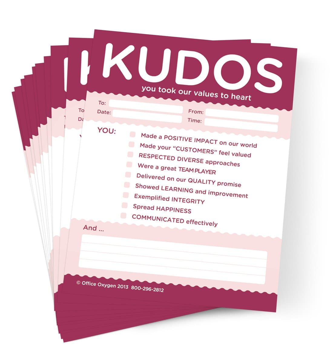 Kudos for Values Set of 10 Note Pads (RED)