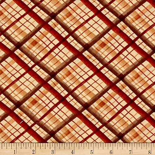 Kanvas Studio Rust Leaf Into Autumn Plaid Fabric by The Yard