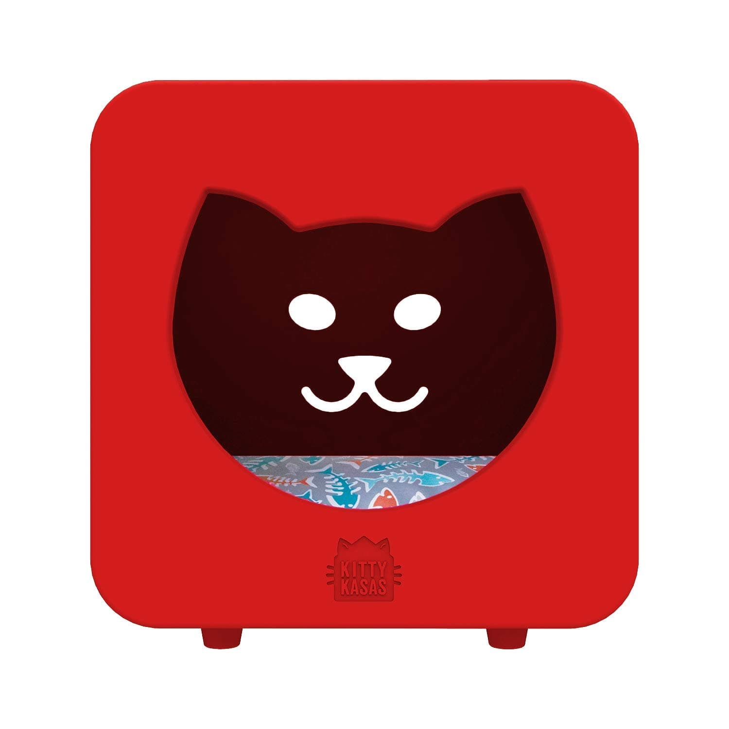 First Generation Standard Snap-On Modular Cat House, Bedroom Cube, Red (KKB-104)