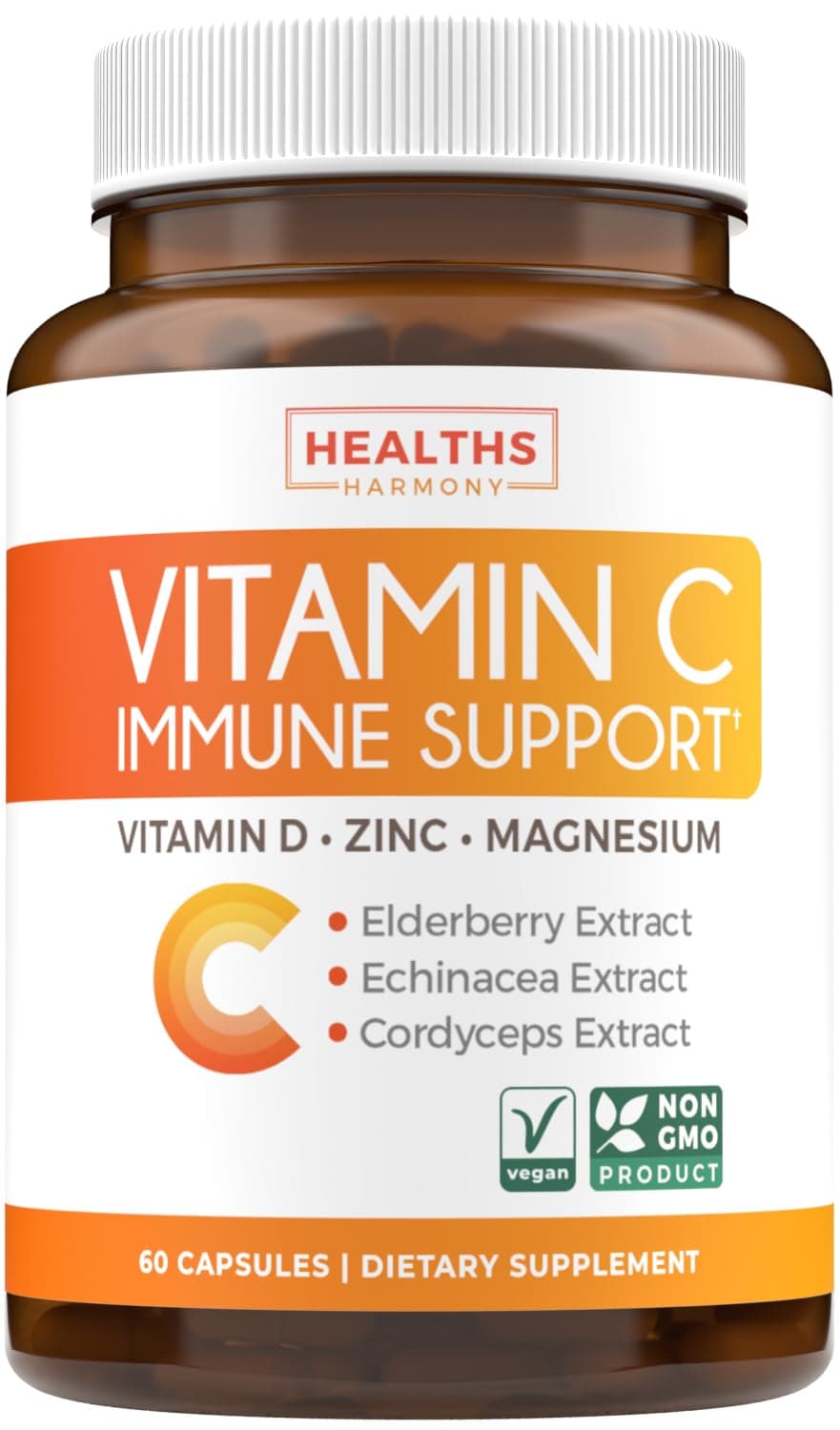 Vitamin C Immune Support Supplement - Immune Boost Blend with Elderberry Vitamin C and Zinc for Daily & Seasonal Support - Magnesium Zinc Vit C & D and Herbal Defense Complex (1 Month Supply)