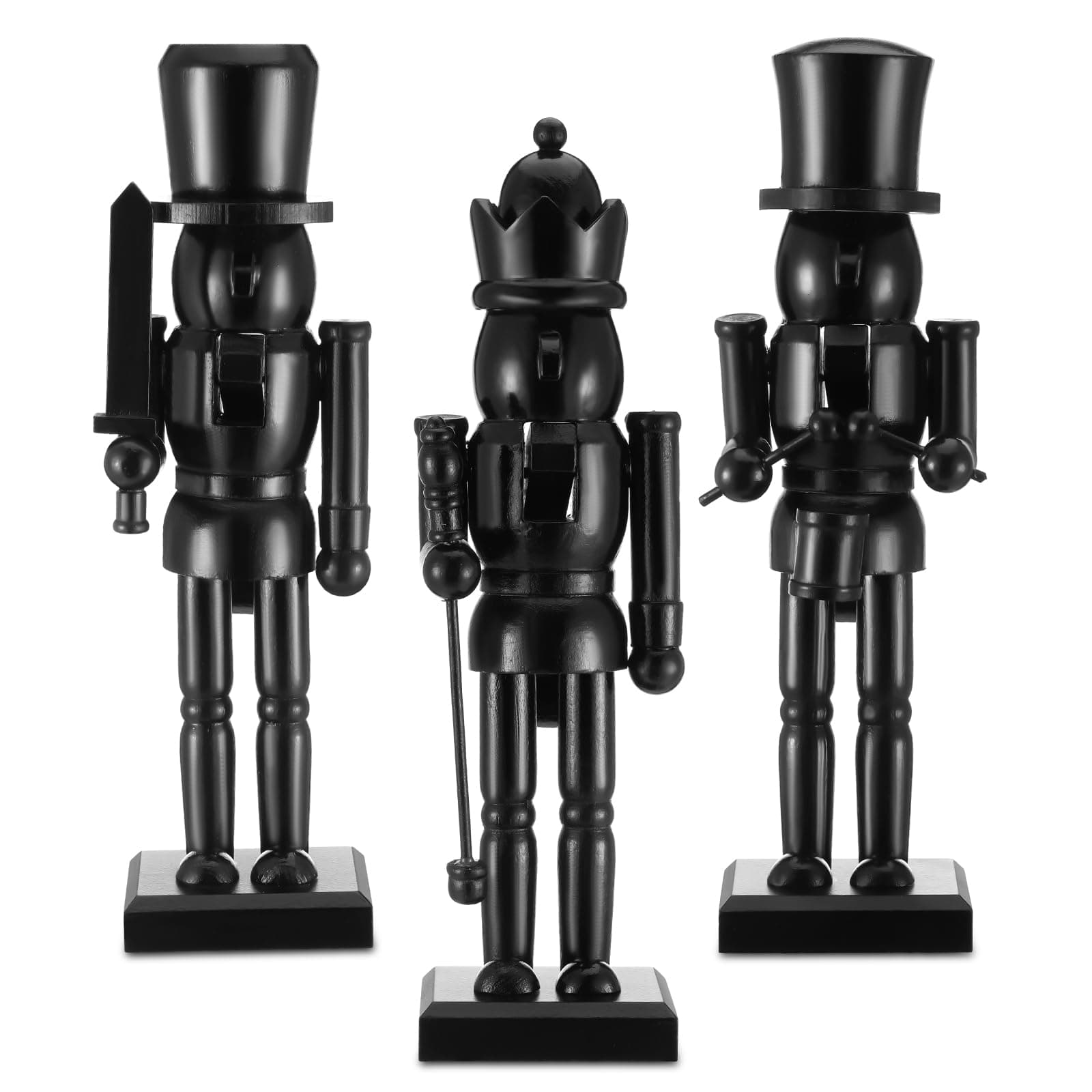3 Pcs 10 Inch Christmas Nutcracker Figure Wood Nutcracker Figures Modern Soldier Nutcracker Xmas Nutcracker Ornament Mantle Decor Christmas Decorations for Home Table(Black)