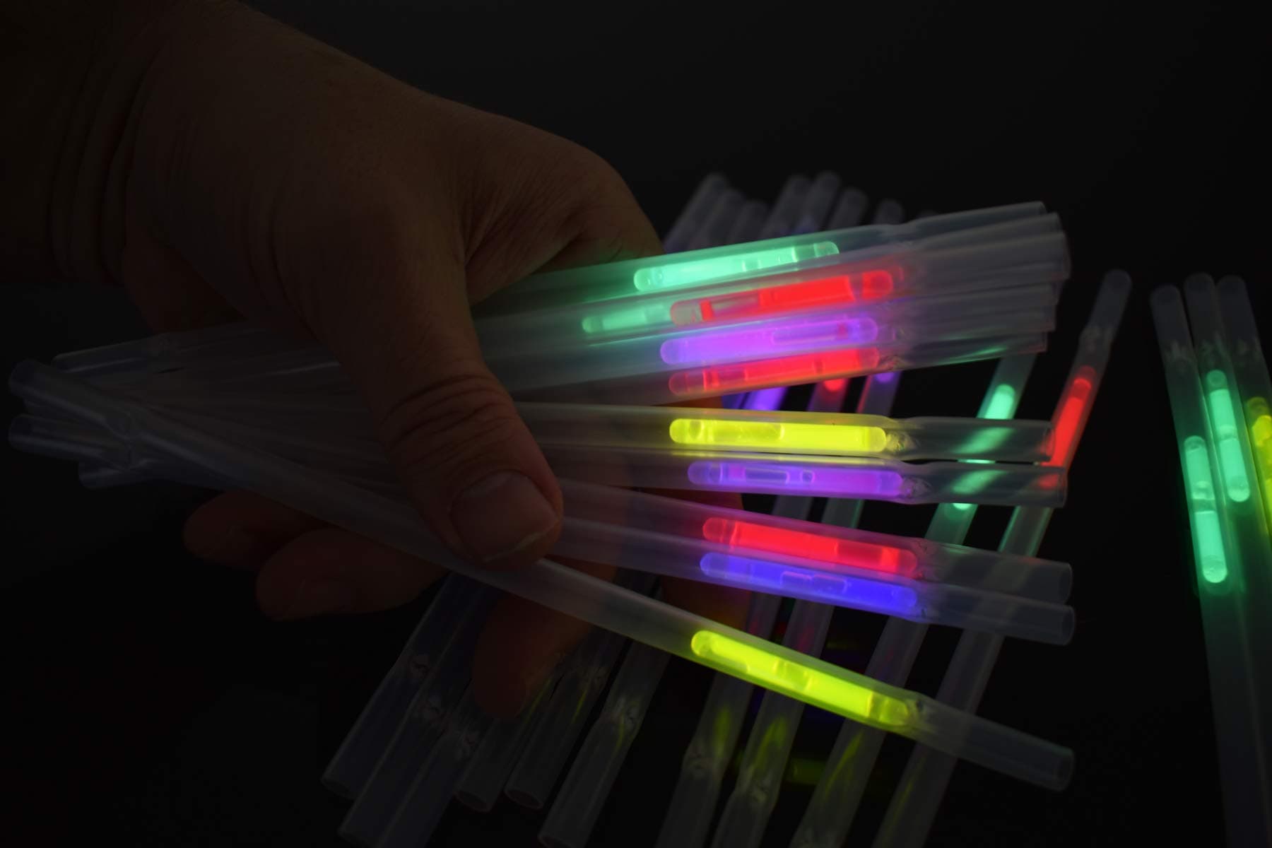 DirectGlow 45 Pack Glow Drinking Straws | 8 Inch | Glowstick Plastic Straws | Assorted Colors | Food Grade | Straws for Cocktail Drinks & Bars