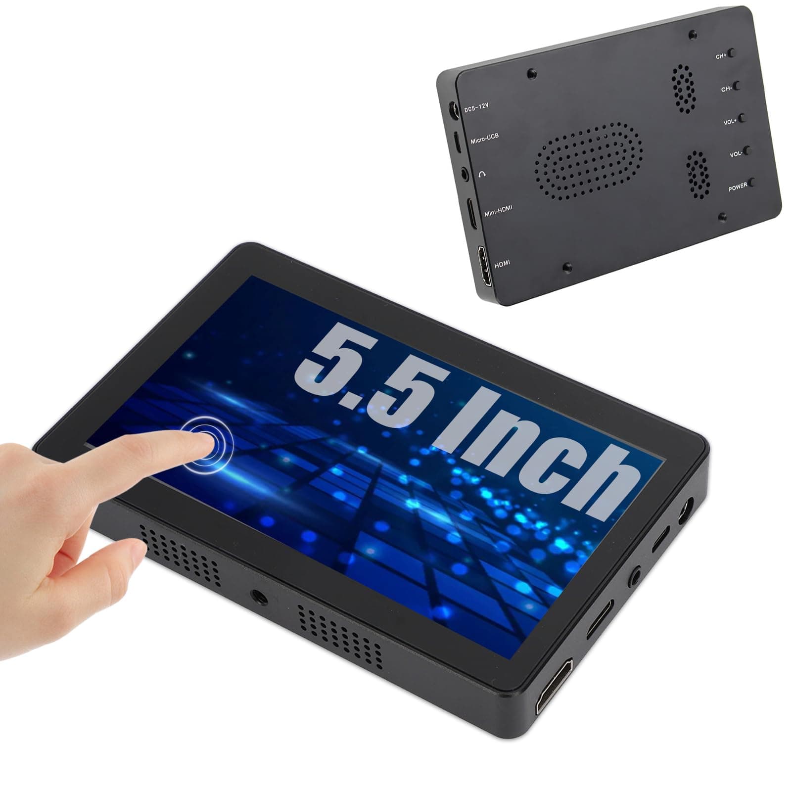 Jectse 5.5 Inch 1080P Touch Display, Portable Capacitive Screen HDMI Monitor, 78 Degree Viewing HDMI Monitor, for Raspbian, for Ubuntu,for Kali, for Retropie, for WIN10