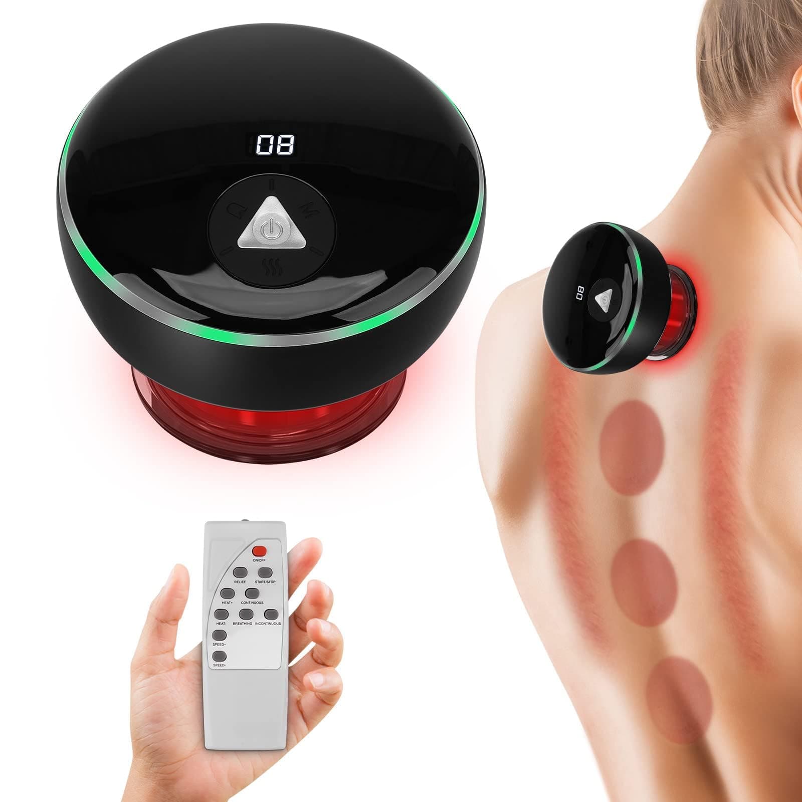 MAKINGTEC Newest Remote Control Smart Cupping Therapy Massager with Red Light Therapy, 4 In 1 Electric Cupping Machine With 16 Levels Temperature & Suction, Vacuum Therapy Machine Gua Sha Massage Tool