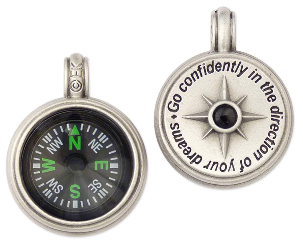 Journeyworks Compass Rose Compass Pendant with Thoreau Quote