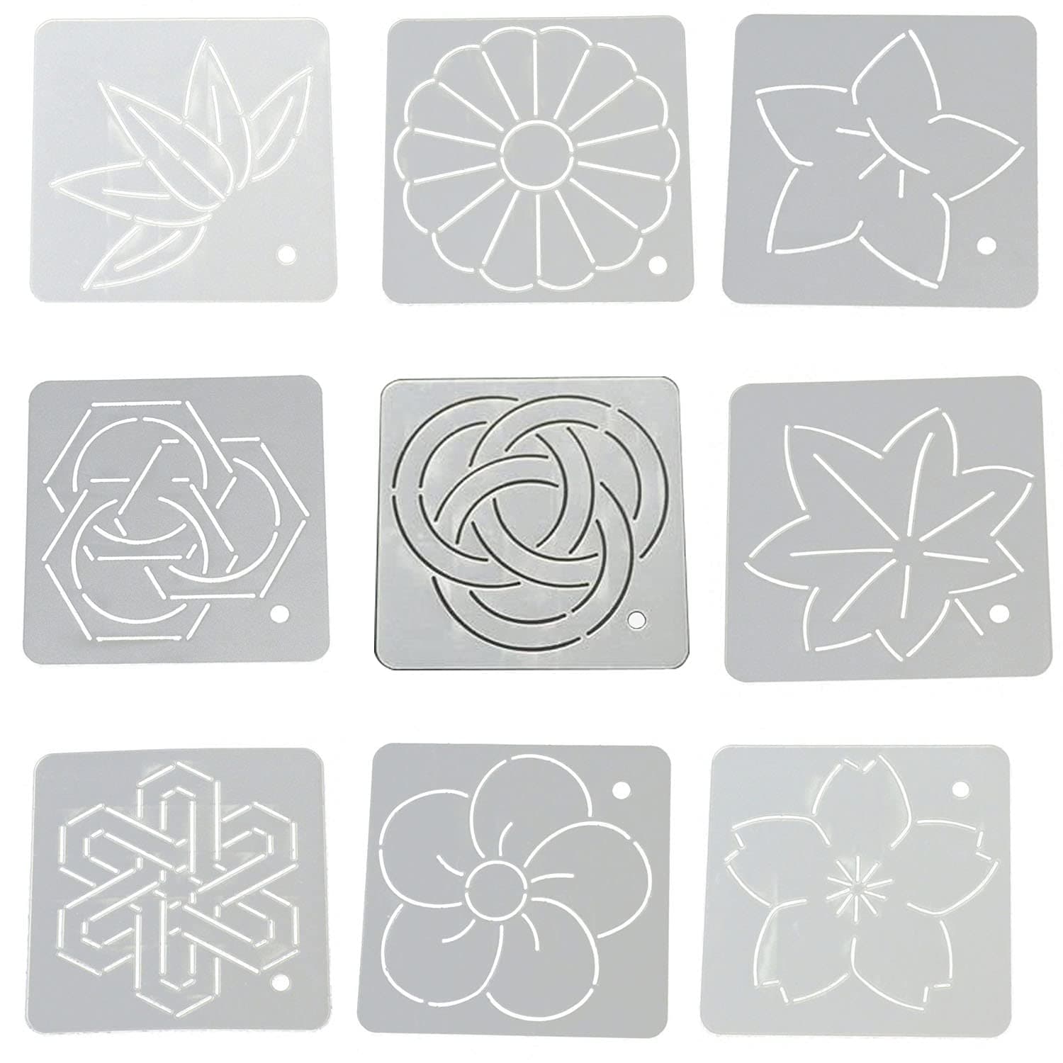 YICBOR 9pcs Quilting Rulers and Templates Patchwork Tools Crimping Template Thorn sub Embroidered Template Handmade DIY Sewing Tool Set