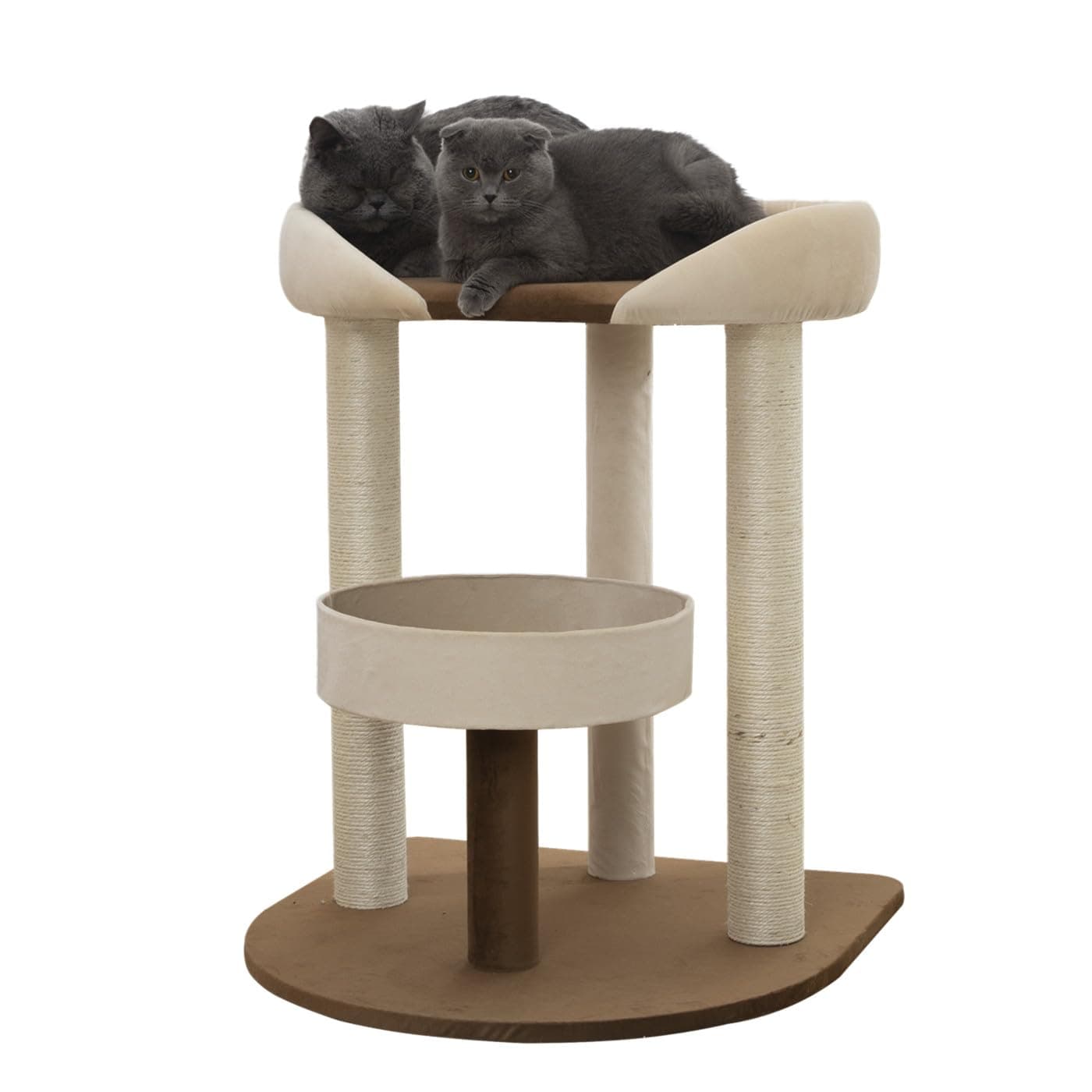 Modern Cat Tree Tower with Extra Large Platform Perch Bed for Maine Coon and Big Couch Sofa for Multiple Cats