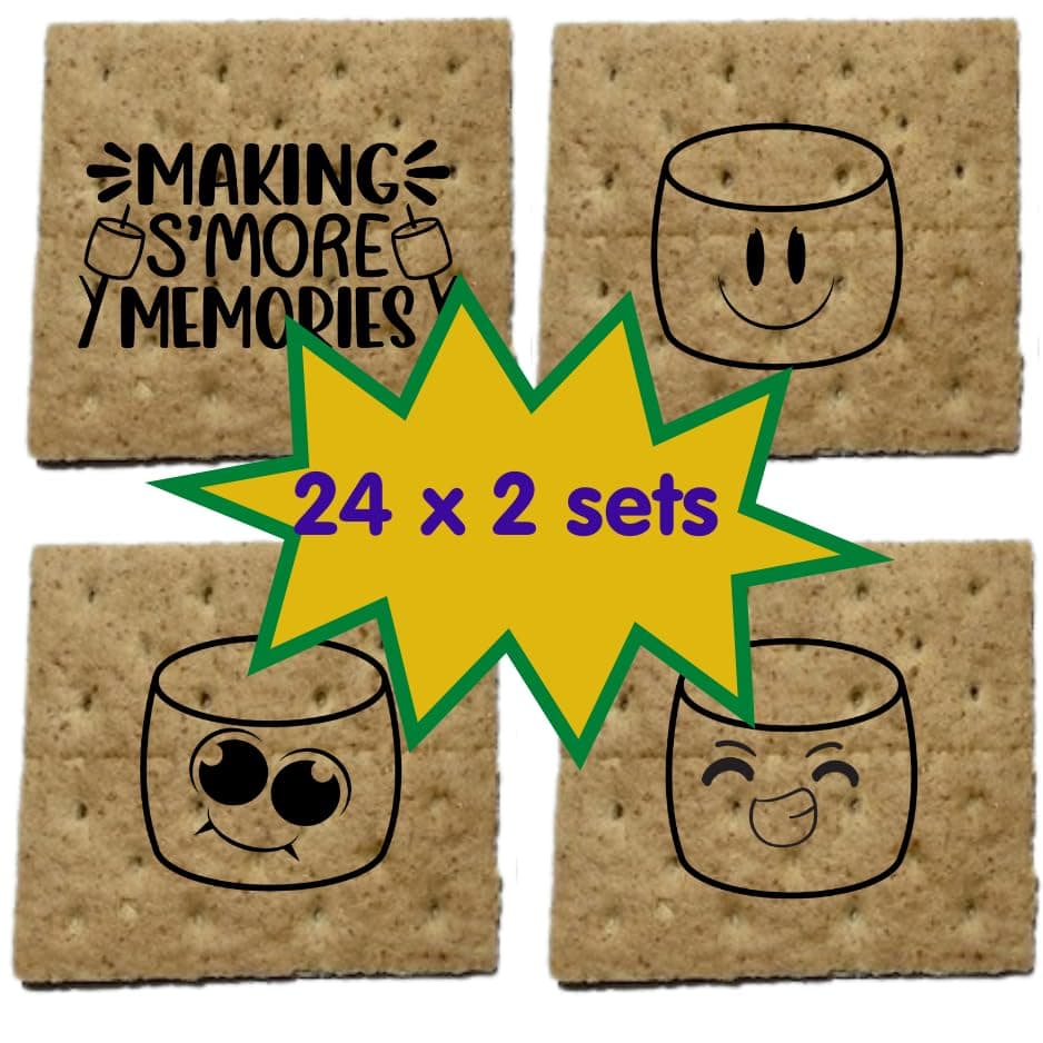 Graham Crackers | Individually Wrapped | 24 x 2 sets = 48 units | SMORES design | Ready for S'mores or Snacks (SMORES)