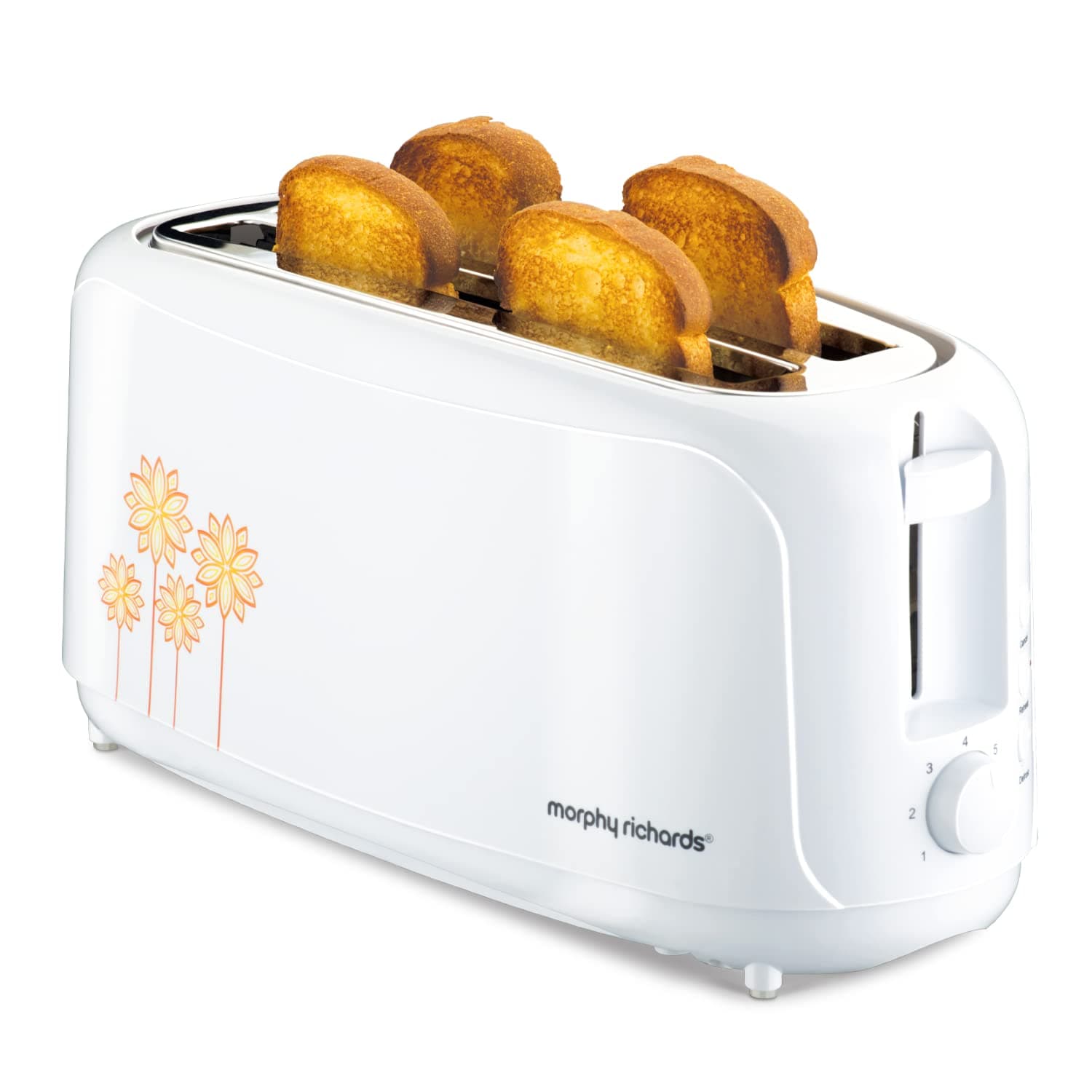 at 402 1450Watts Pop-Up Toaster, 4-Slice Automatic Pop up Toaster with Removable Crumb Tray, 7-Levels Browning Controls, Bread Centring with Wide Bread Slots, 2-Yr Warranty, White