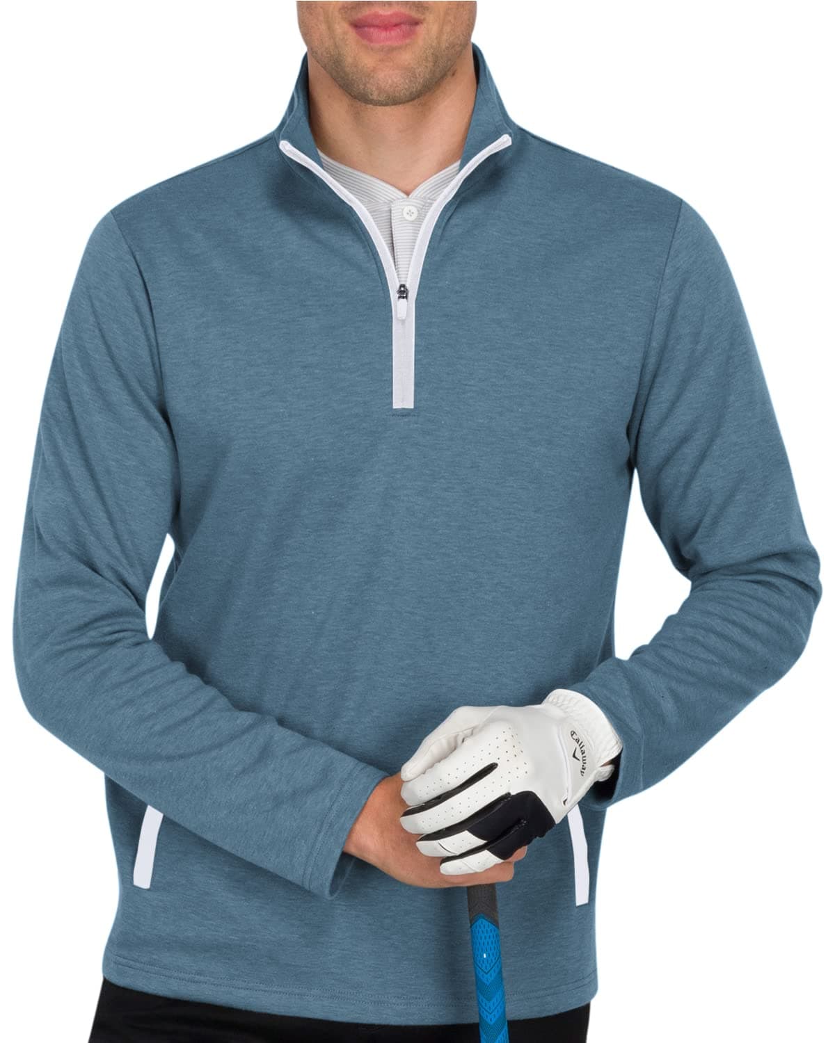 Three Sixty SixMen's Pullover Sweater - Dry Fit Breathable Half Zip Golf Jacket 4-Way Stretch Moisture Wicking & Anti-Odor