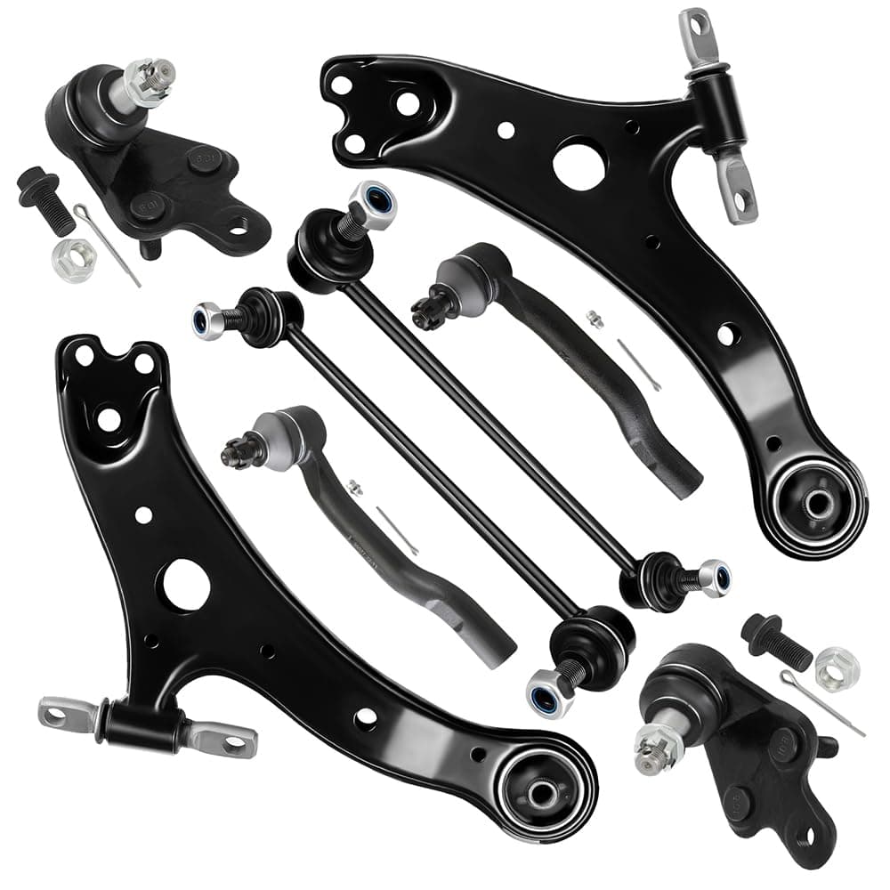 SCITOO 8pcs Front Suspension Kit Lower Control Arm Assembly Lower Ball Joints Outer Tie Rod Ends Sway Bar Links fit for 2012-2017 for Toyota Camry 2013-2018 for Toyota Avalon
