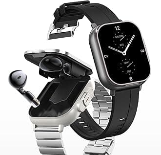 Dpofirs Smart Watch with Earbuds, Reloj Con Audifonos Incluidos Adentro, 2.01 Inch Screen Silicone Band Smartwatch Headset Fitness Watch for iOS for Android Black