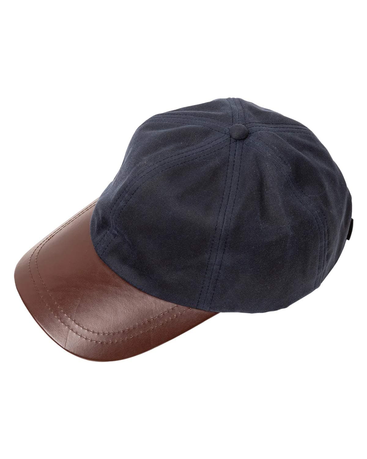 Waxed Baseball Cap with Leather Peak