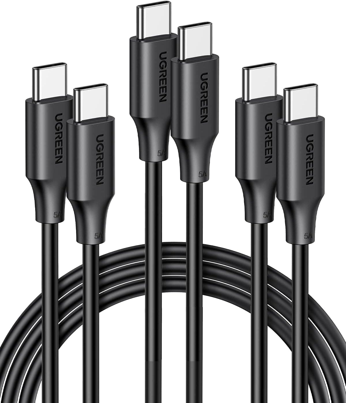 UGREEN USB C to USB C Charger Cable 100W 3 Pack USB C Fast Charger Cable with E-Marker Chip Compatible with Macbook Pro/Air, iPad Pro 2022/Air 5, iPhone 15, Galaxy S24/S23 Ultra, Pixel 7/6 (2M)