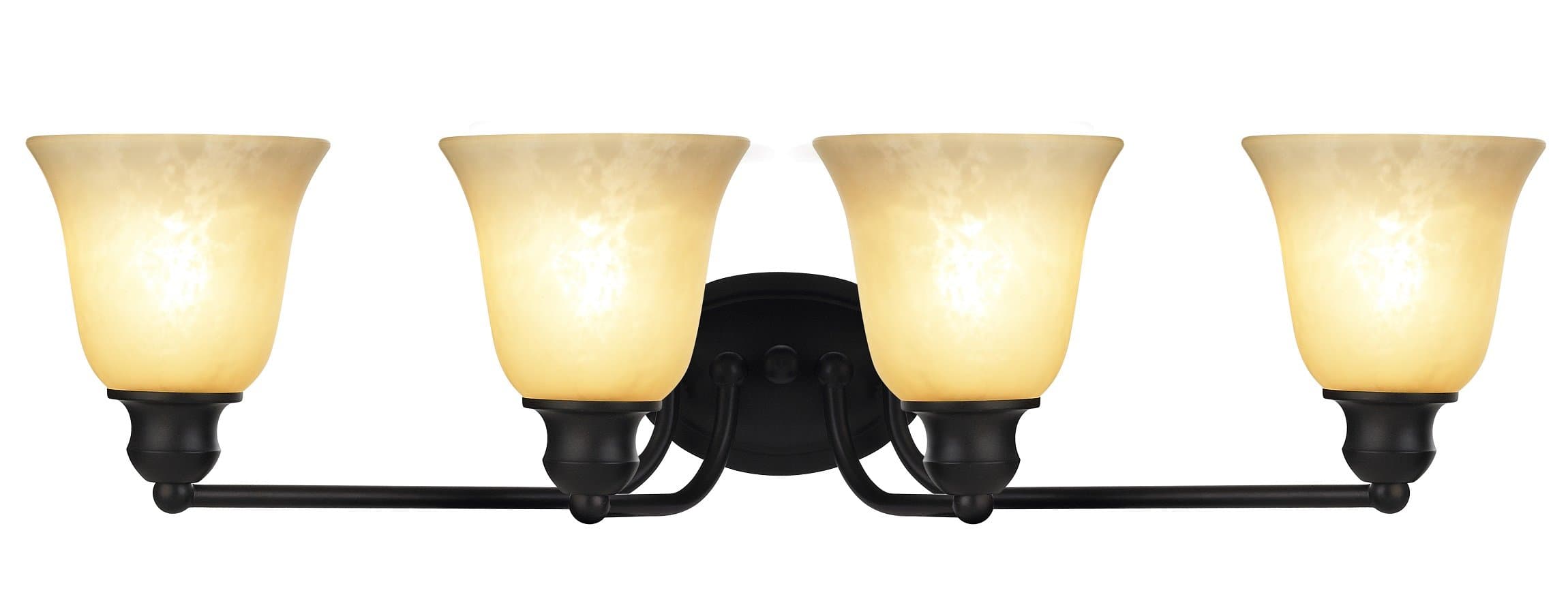 Chloe Lighting CH21006RB30-BL4 "Gauss" Transitional 4 Light Rubbed Bronze Bath Vanity Wall Fixture Amber Frosted Glass 30" Wide