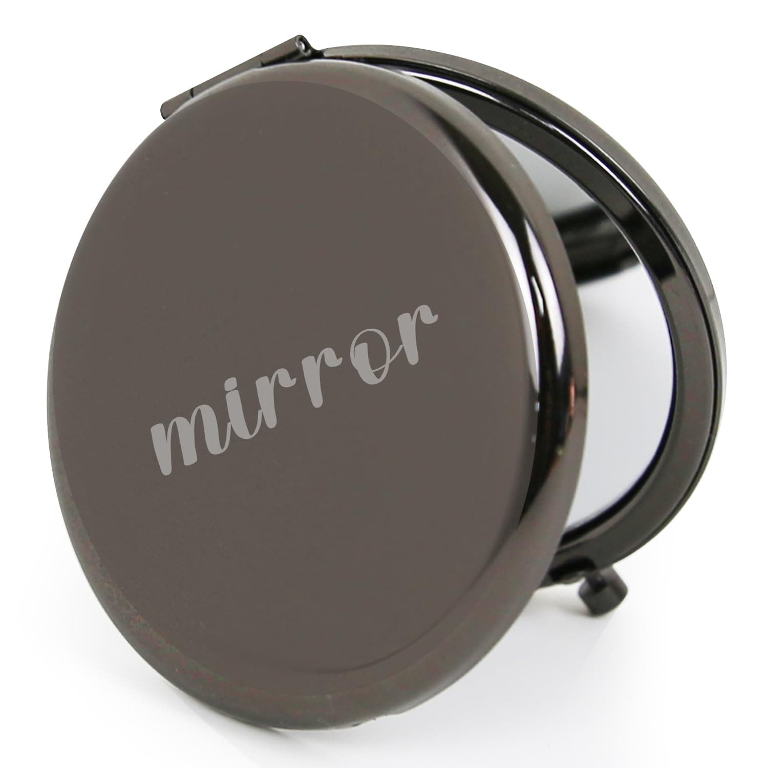 Compact Mirror Round 2.6” Metal Double Sided 1X/2X Engraved Pocket Mirror Gifts for Men (Bk01)