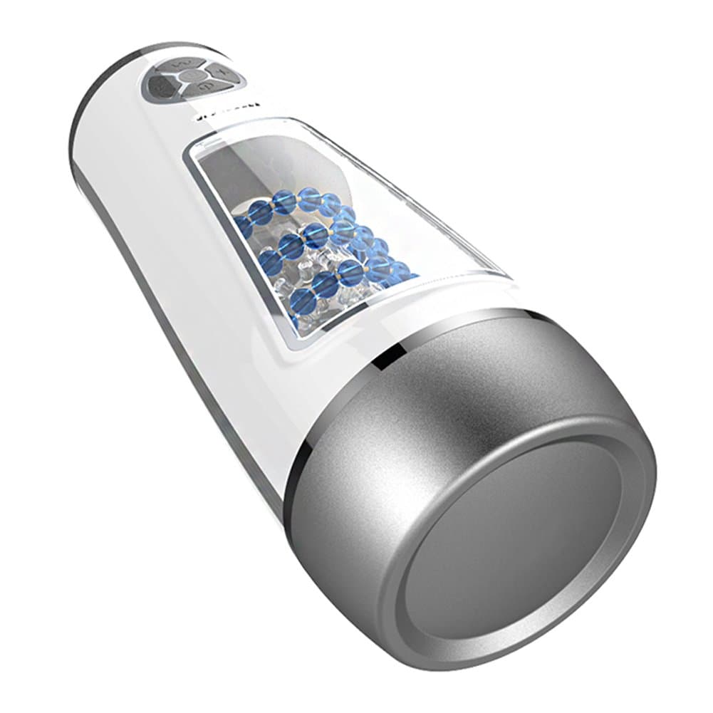 Electric Massager for Men Automatic Telescopic Visual Window Aircraft Cup TPE Male Vibrating Cup Toy Sex,Male appliances Fellatio Simulator(Silver) (F)