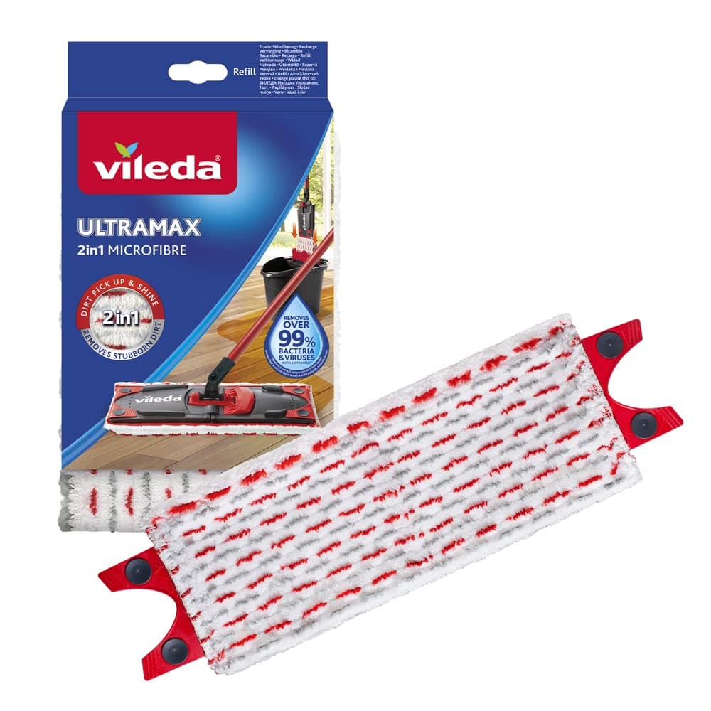 Vileda Ultramax Refill Pad, Polyester, White/Red, 46 x 14,1 x 1,5 cm