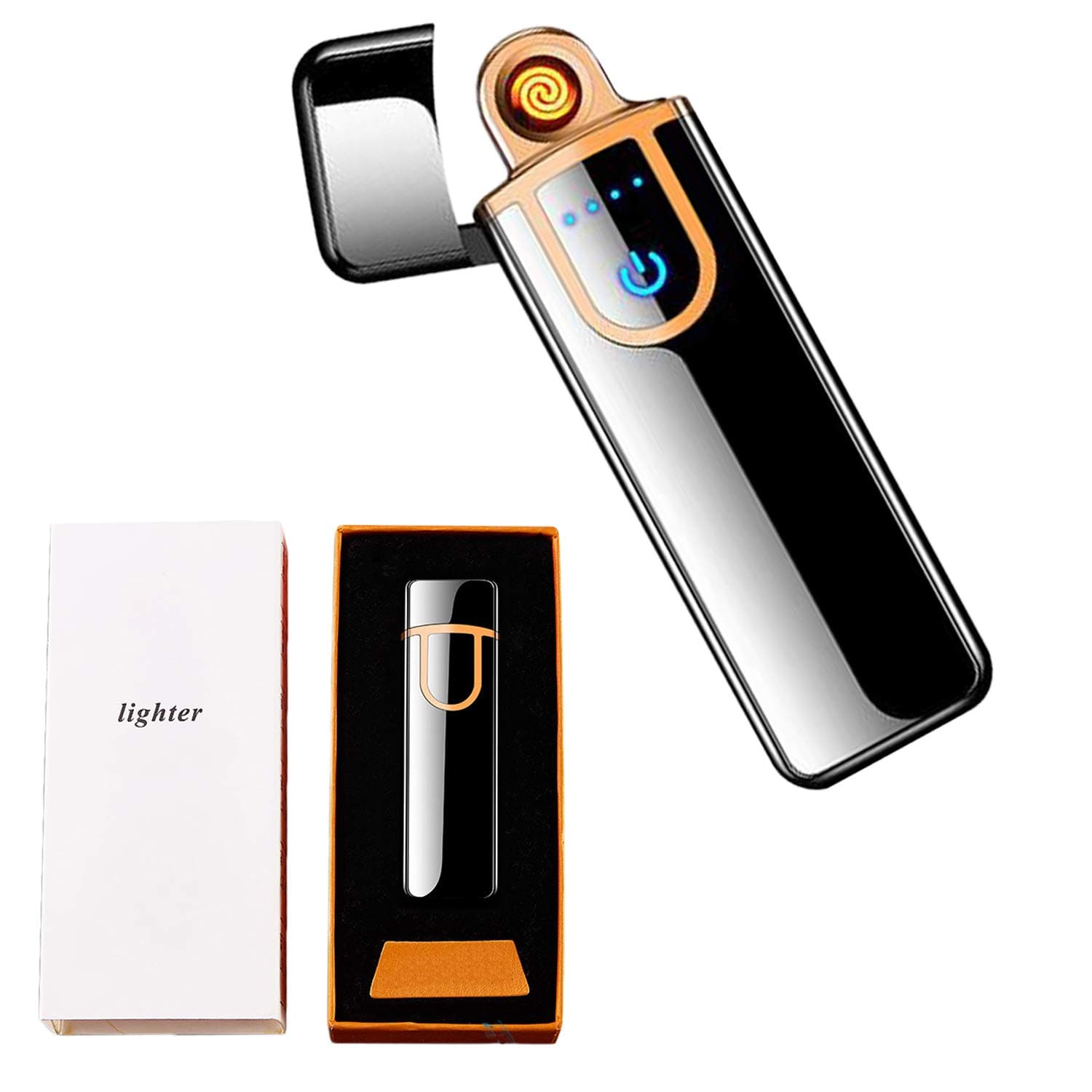 YYDSDMS Electronic Lighter - Rechargeable USB Touch Ignition, Windproof Plasma for Candles, Cigarettes - Power Indicator, Flameless - Boyfriend's Gift