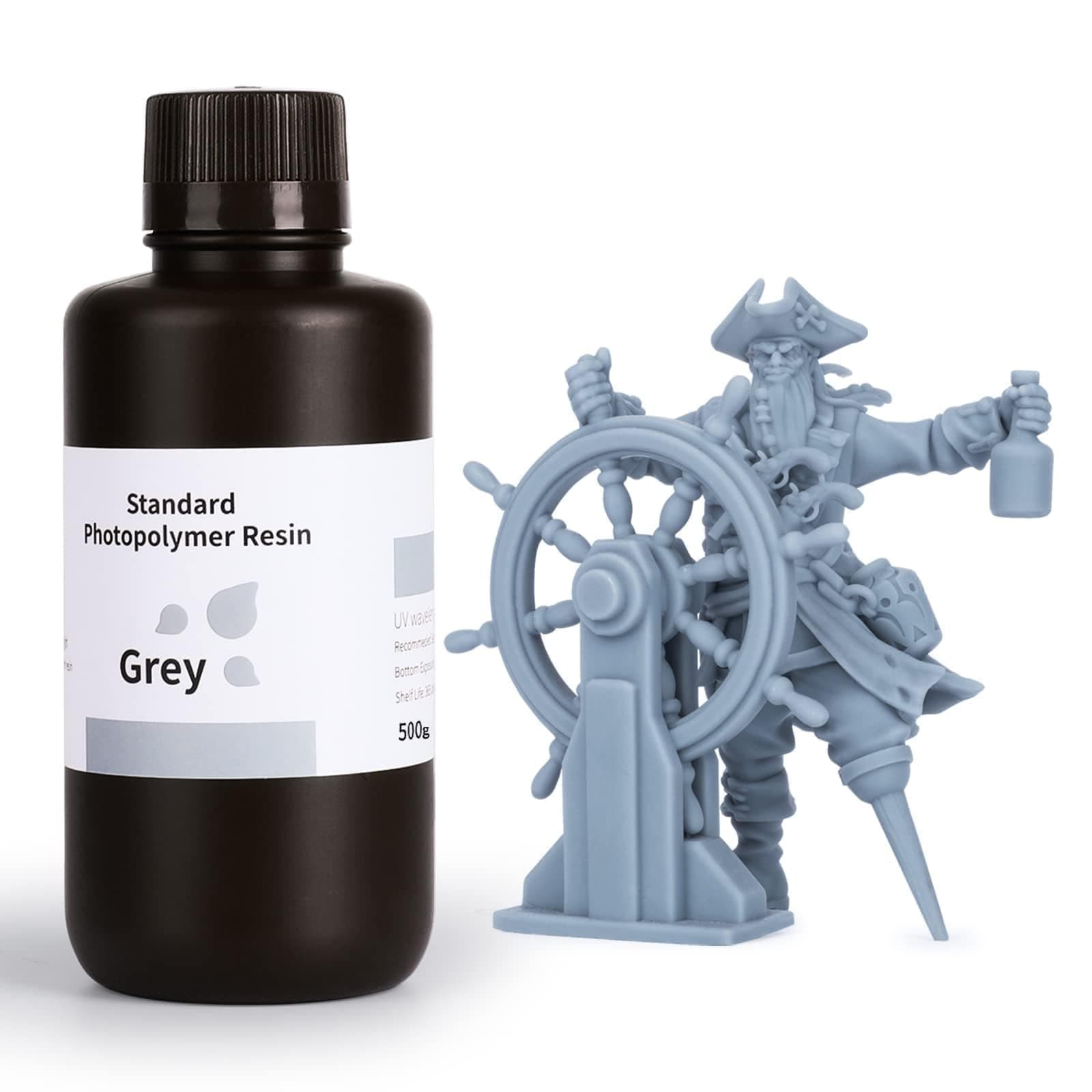 ELEGOO 3D Printer Rapid Resin LCD UV-Curing Resin 405nm Standard Photopolymer Resin for LCD 3D Printing 500Gram Grey