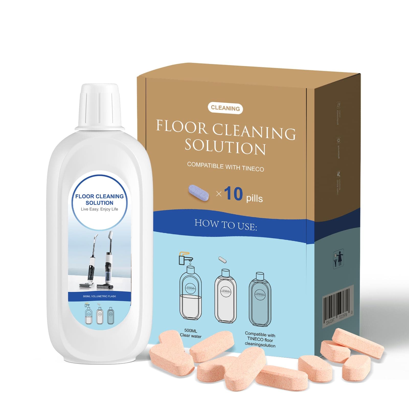 10 Bottles Compatible with Tineco Cleaning Solution Pet 500ml Per Bottle Orange Scents Floor Cleaner Compatible with All Robot Vacuums with Mopping and Cordless Wet/Dry Vacuum (Orange Scents)