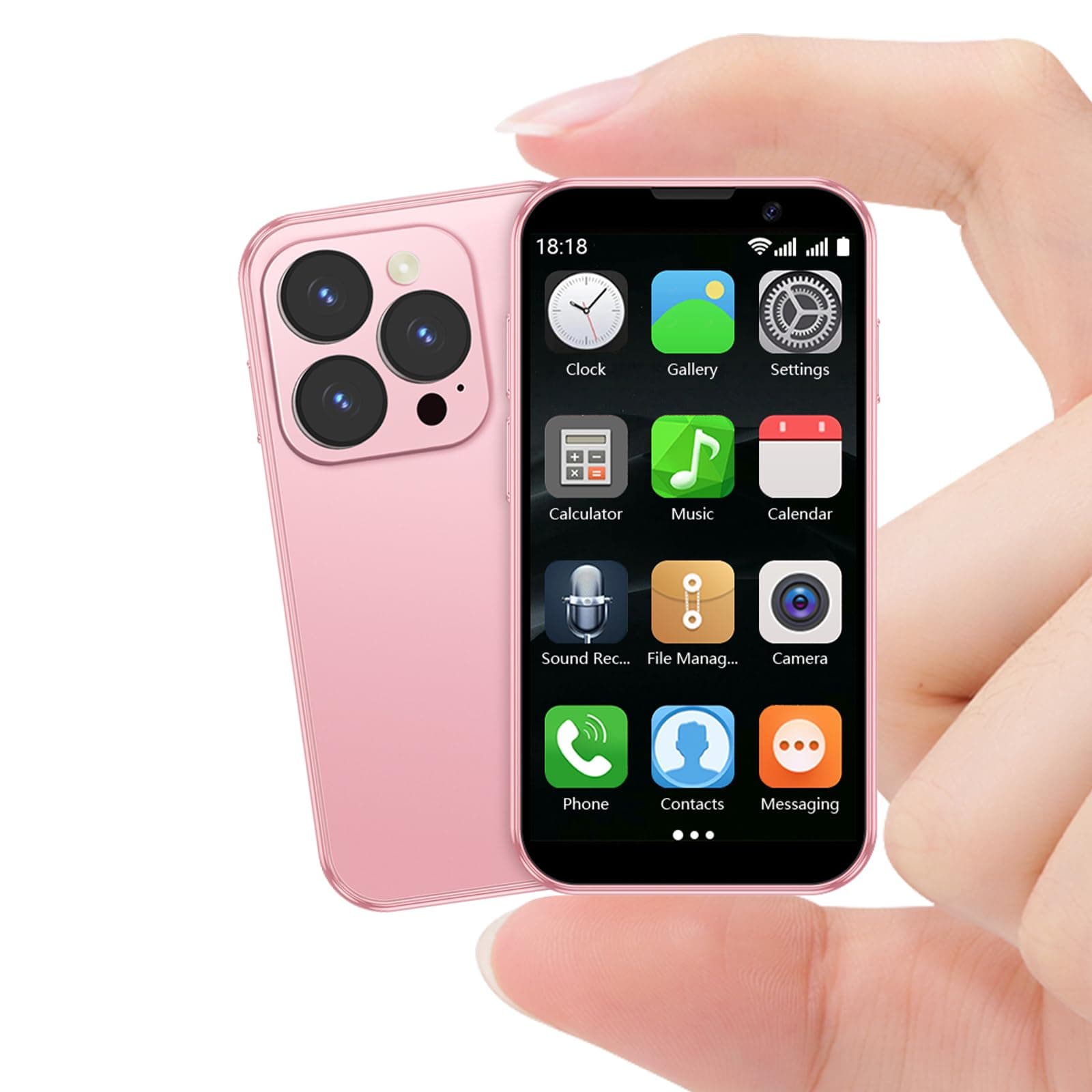 Mini Phone with 3.0" HD Touch Screen,Dual SIM, Mini Phone for Kids (2GB+16GB-Pink)