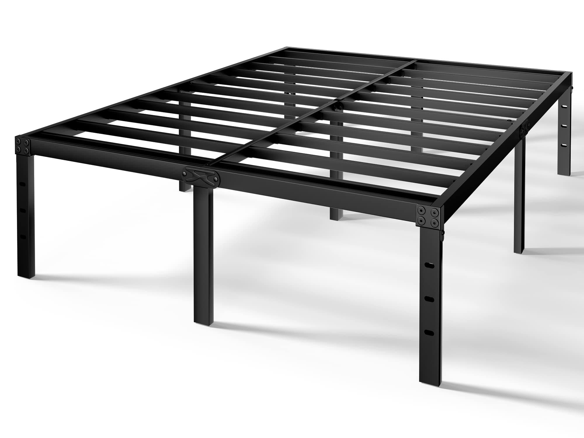 QEROMY King Size Bed Frame - 18 in Sturdy Platform Bed Frame King, Heavy Duty Metal Bed Frame No Box Spring Needed, Quick & Easy Assembly, No Noise, Black