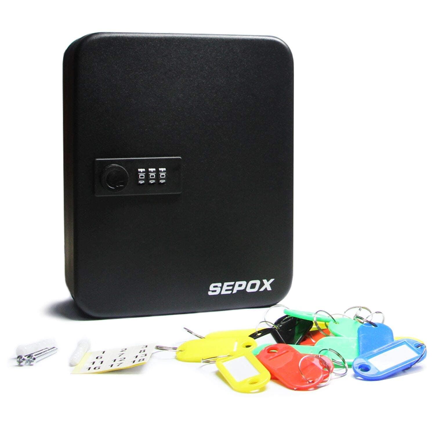 48 Key Cabinet Wall Mount,Key Security Box with Combination Lock, 48 Key Holder,Black