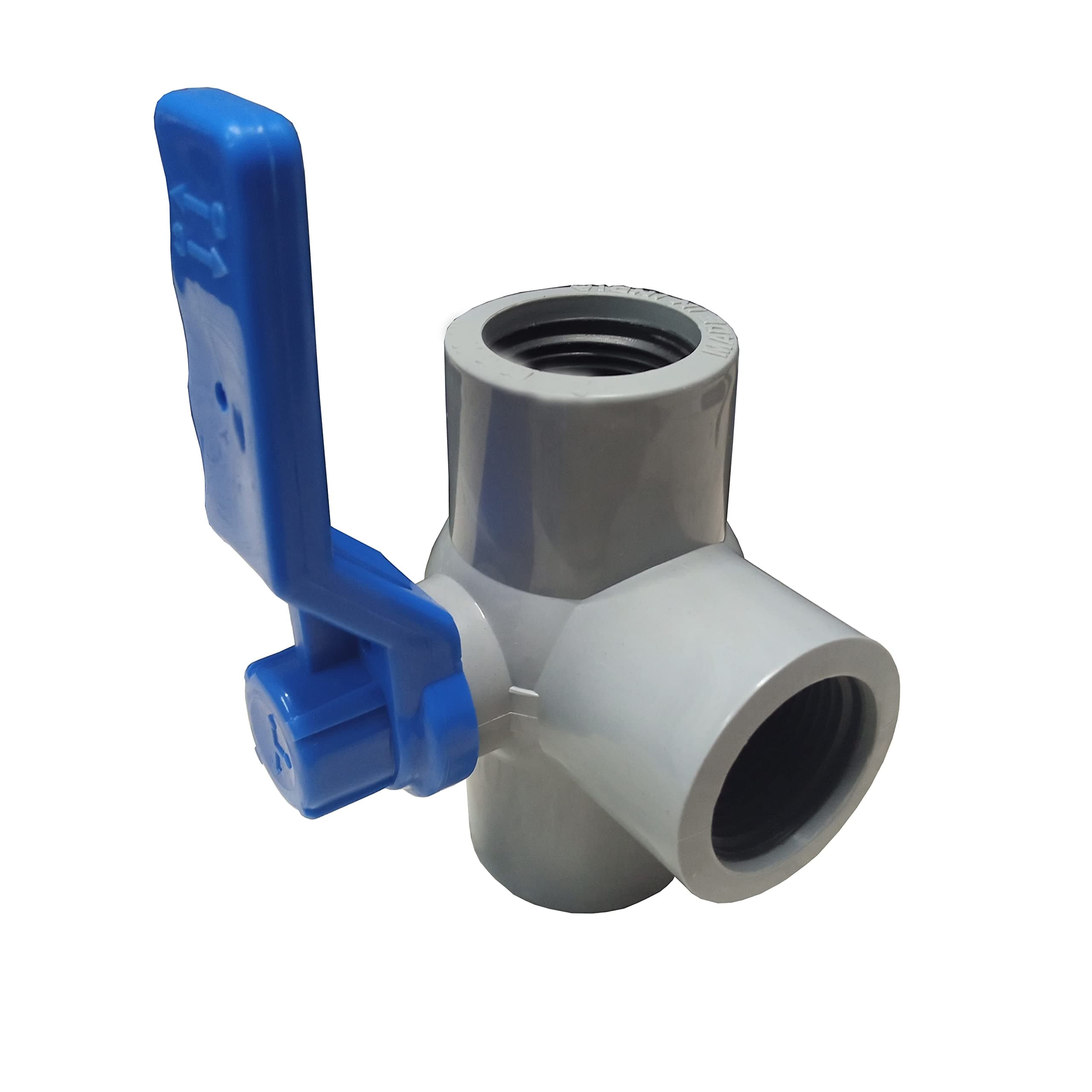 PVC Three Way Valve 1/2", (Threaded) Heavy PVC Ball Valve For Household, Agriculture and Industrial Purpose, Pack Of 1
