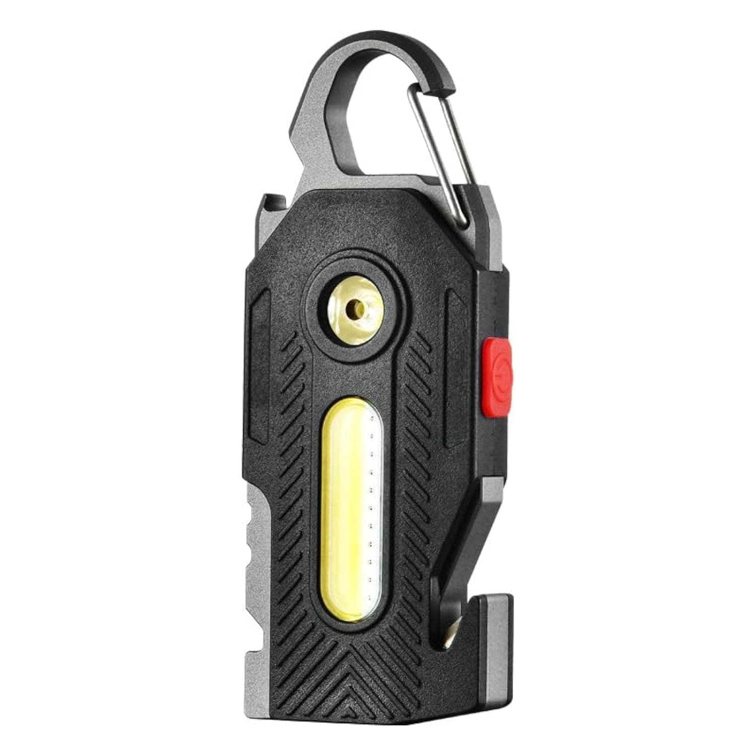 TERRIFI Keychain Flashlight, Rechargeable Flashlights, 7-in-1 Mini COB Keychain Work Light, 6 Lighting Modes with Bottle Opener Screwdriver Survival Whistle for Camping Fishing Hiking Emergency