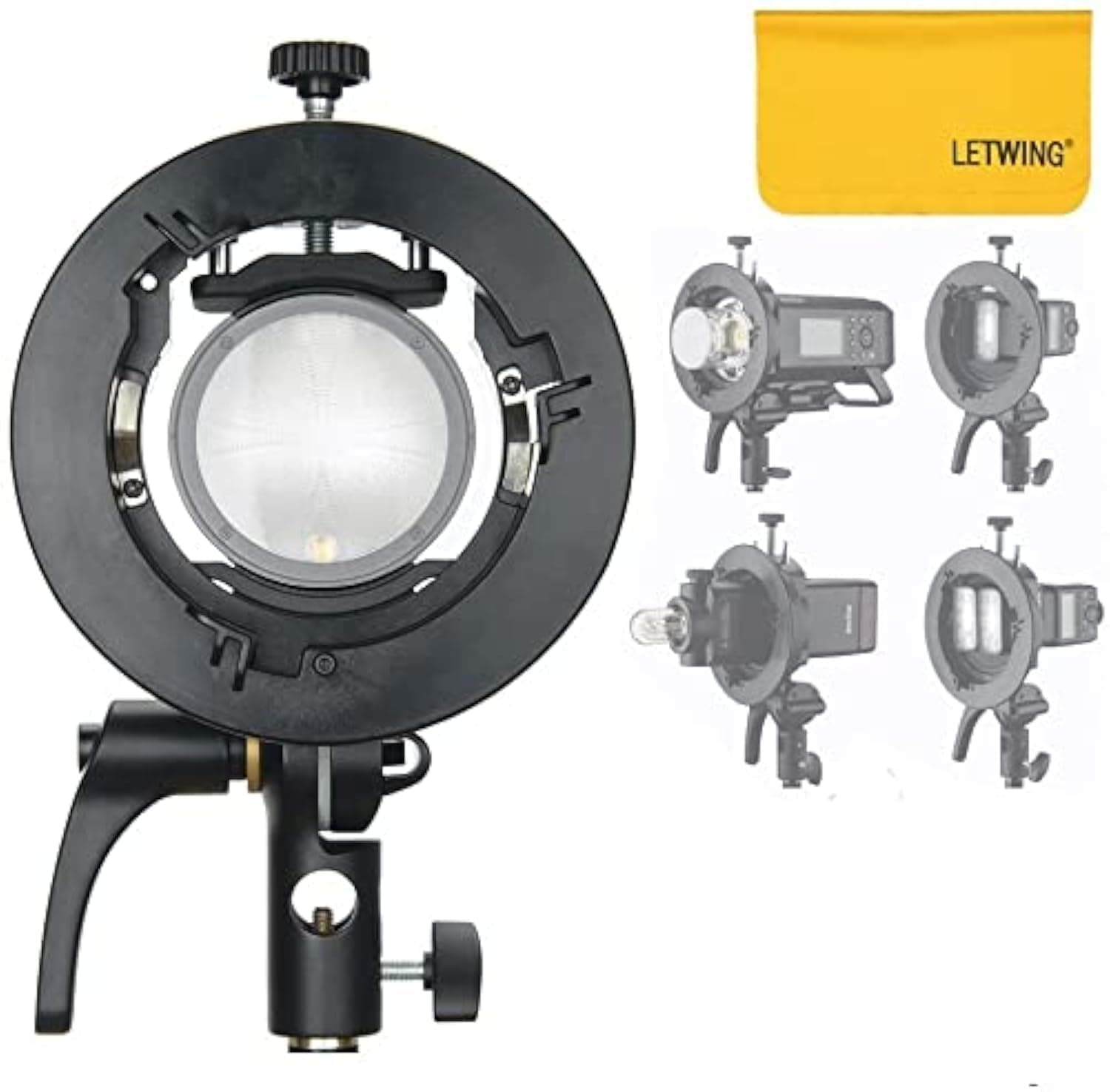 S2 Speedlite Bracket S-Type Bracket Bowens Mount Holder for Godox V1 V1Pro V100 AD200ProII AD300Pro AD300ProII AD400Pro AD400ProII V860II TT600 TT350, Precise Tilt Control, Umbrella Mount Slot