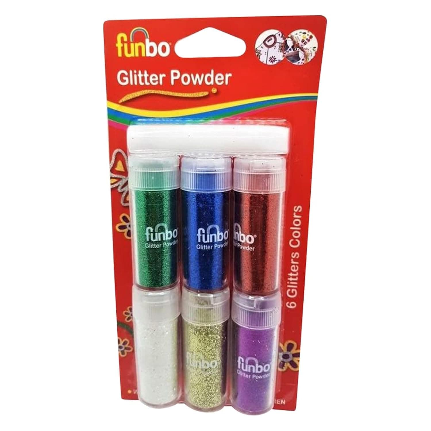 Funbo Glitter Powder 6-Piece Set, Multicolour