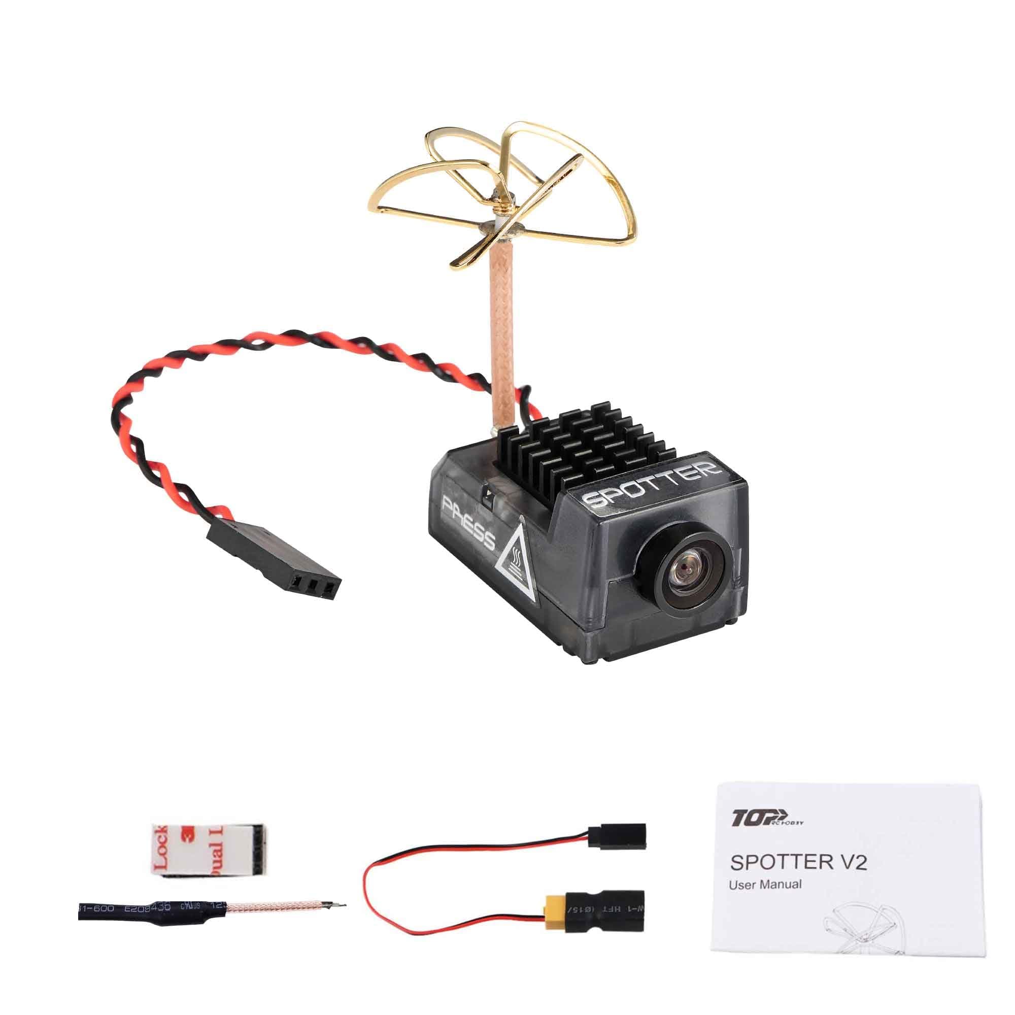 Spotter V2 FPV Camera and Transmitter Kit, 5.8G Micro AIO Cam, OSD, Integrated Mic, FOV170 Degree 700TVL, 40CH, 20MW-200MW Adjustable