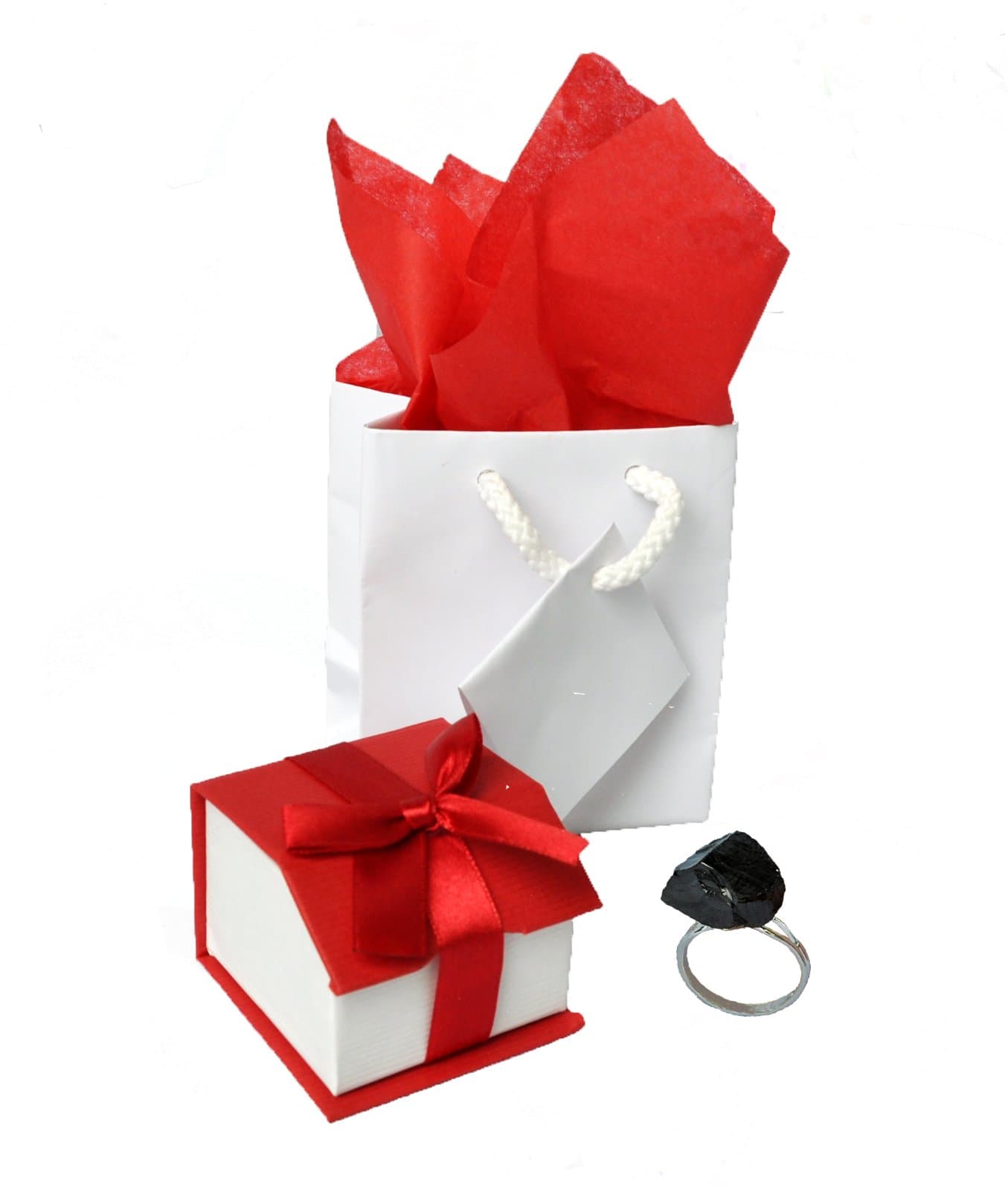 Marhale Silver Plated Adjustable Novelty Anthracite Coal Gift Coal Ring in Gift Box