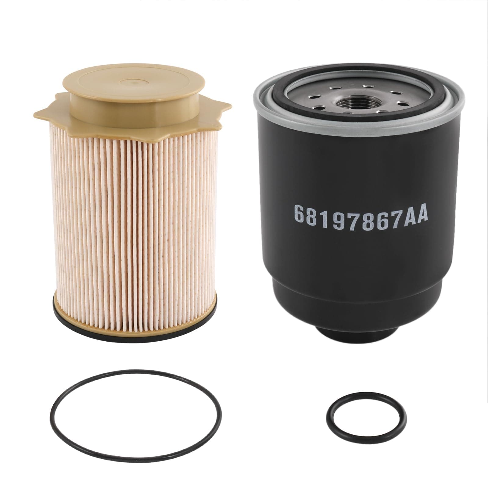 Fuel Filter Water Separator Set 6.7L Cummins Diesel Replacement For Dodge Ram 2500 3500 4500 5500 6.7L Cummins Turbo Diesel Engines 2013-2018 Replace 68197867AA, 68157291AA, 68197867AB, 68065608AA