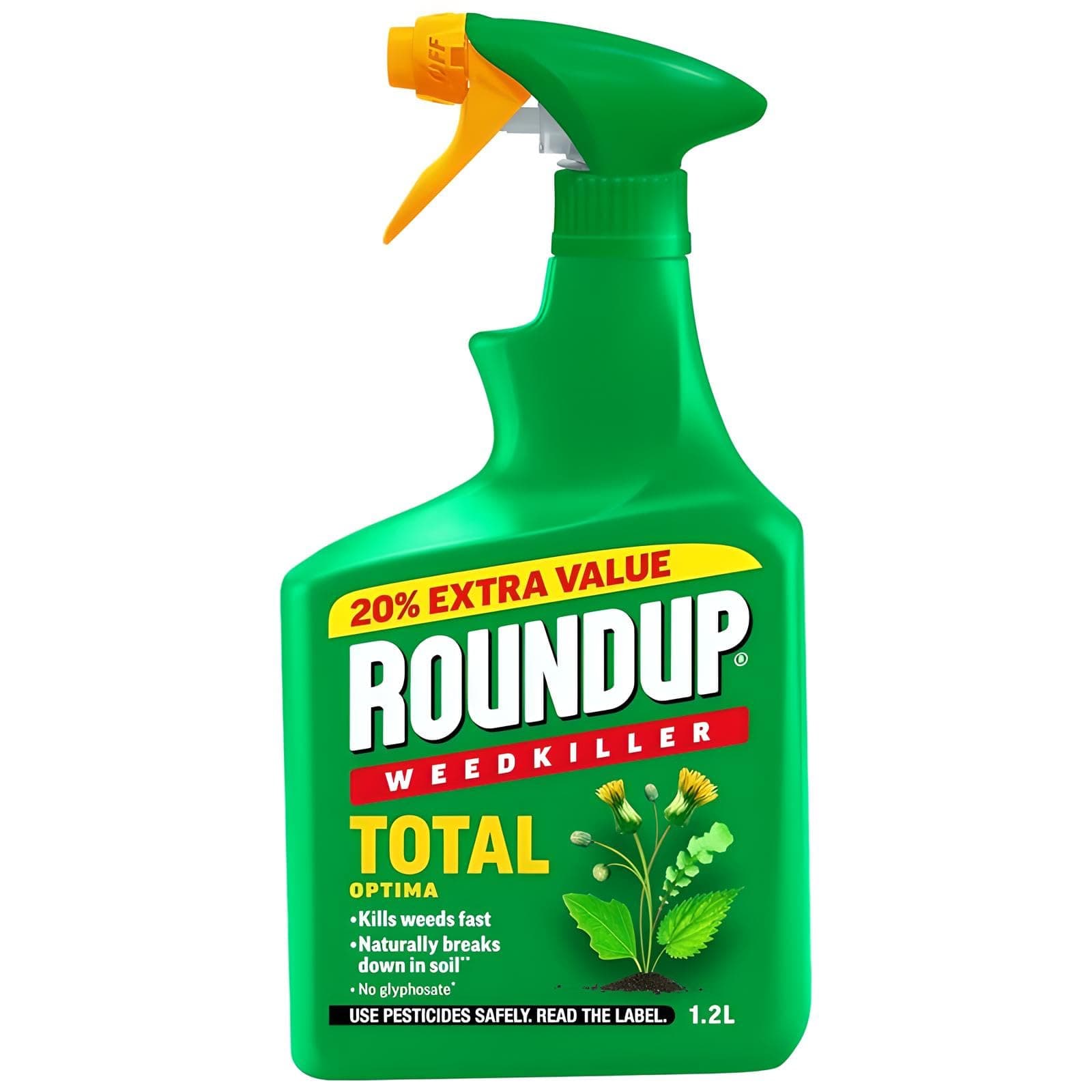 AMK® Roundup Total Optima Weedkiller Fast Action Spray Ready To Use Strong Weed Control 1.2L Sprayer Garden Root Killer, 120426