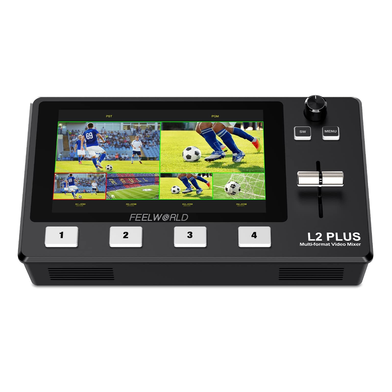 L2 Plus Multi Camera Video Mixer Switcher with 5.5 inch LCD Touch Screen PTZ Controller Chroma Key 4 HDMI Inputs USB3.0 Output Format Real Time Production Live Streaming Built in Cooler