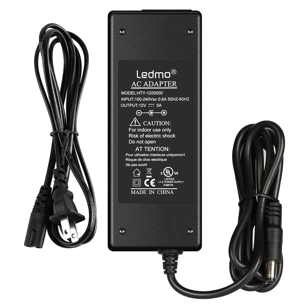 Power Supply, Transformers,LED Adapter, 12V 5A 60 Watt Max AC 100-240V to DC 12V LED Driver for LED Strip Lights