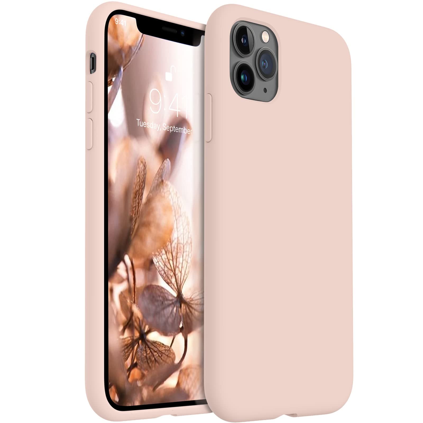 AOTESIER Shockproof Designed for iPhone 11 Pro Case [Soft Anti-Scratch Microfiber Lining] with Liquid Silicone Phone Case, Drop Protection 5.8 inch Slim Thin Cover, Pink