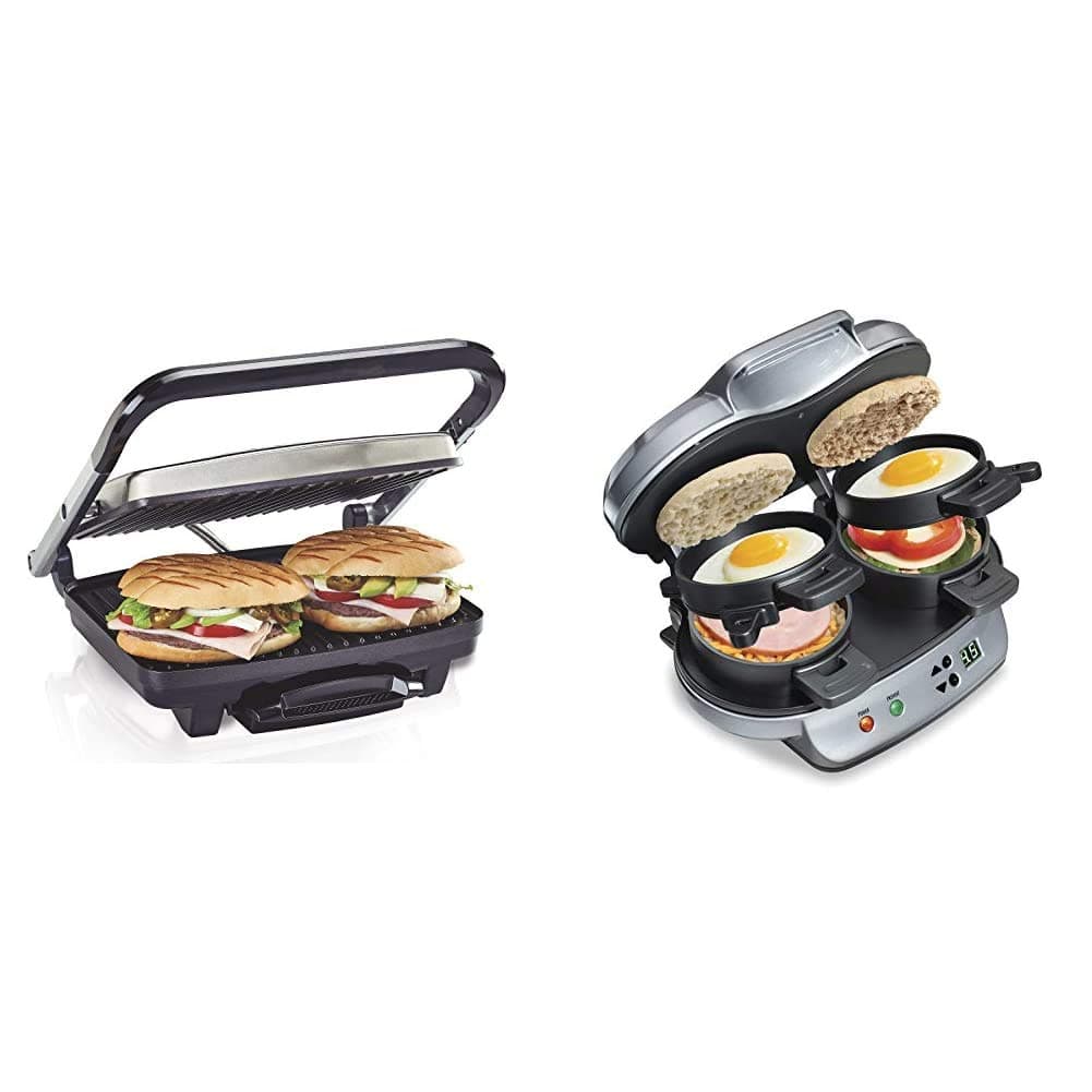 Panini Press, Sandwich Maker & Electric Indoor Grill (25410) and Hamilton Beach Dual Breakfast Sandwich Maker (25490A)