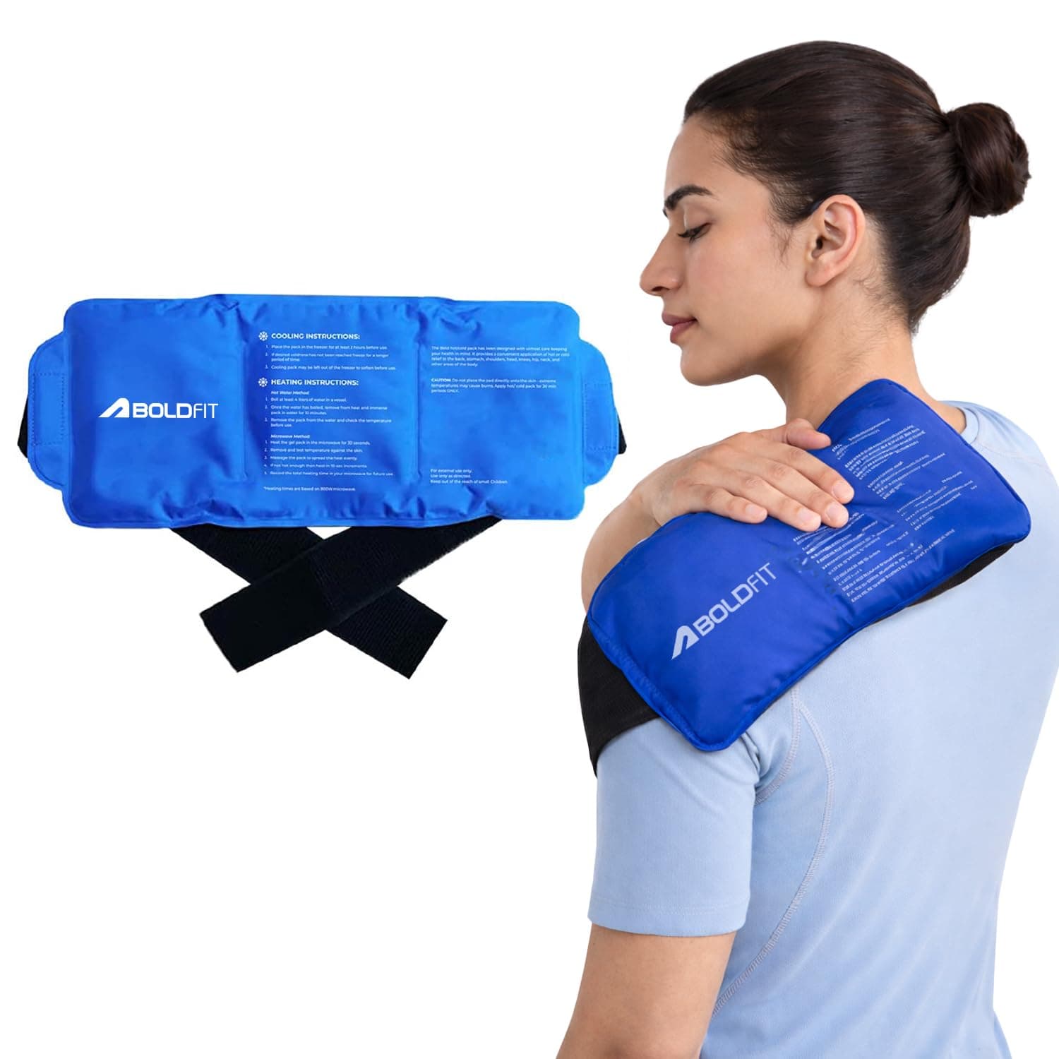 Boldfit Reusable Hot and Cold Ice Gel Pack with Adjustable Strap Ice Bag for Pain Relief Cold Ice Gel Pack for Shoulder, Knee, Back, Neck, Hip Hot Compression Gel Pack for Pain Relief -with Straps