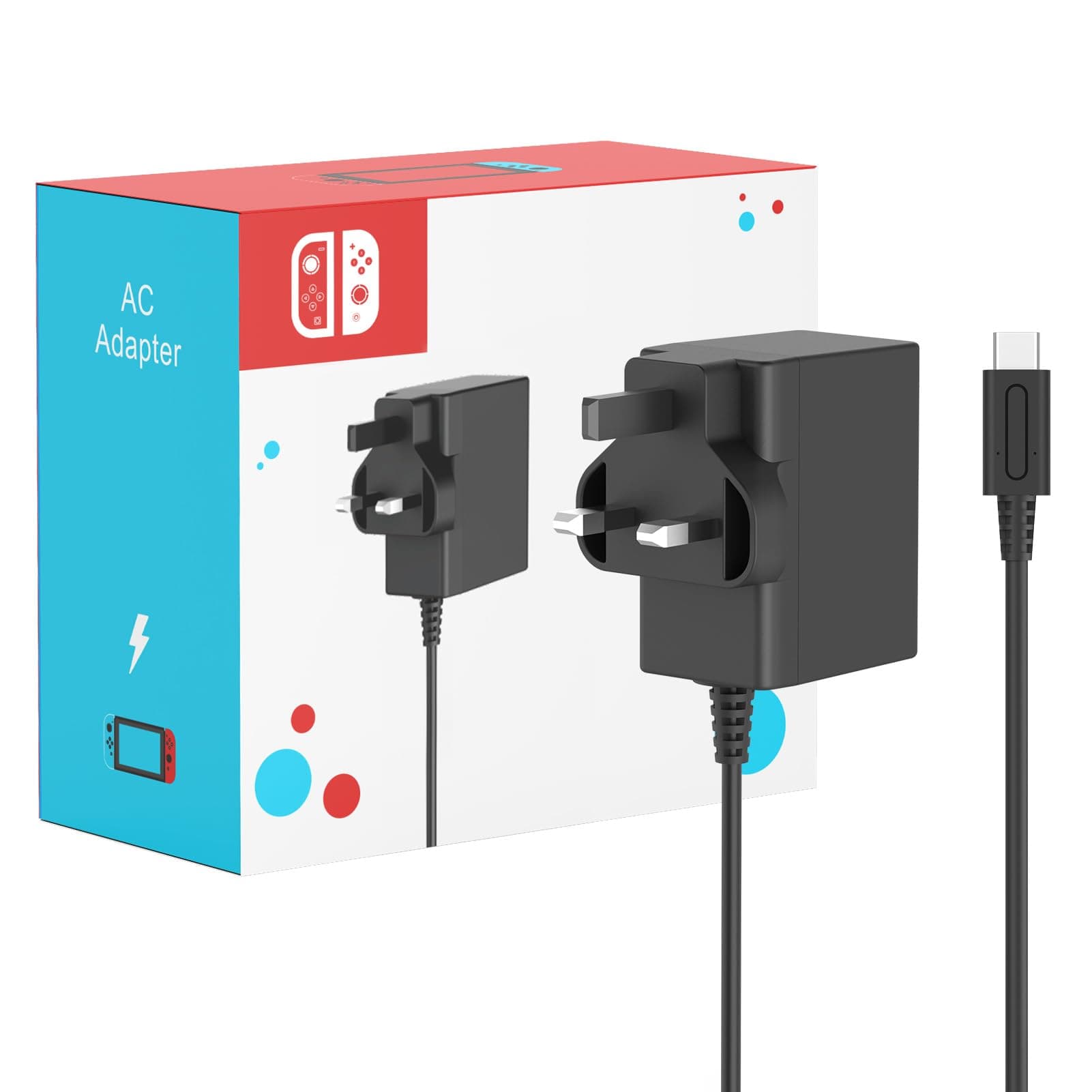 Charger for Nintendo Switch, 45W Fast Charging AC Adapter Power Supply With 5FT USB C Cable for Switch Lite/OLED/Deck Dock/Pro Controller, Support TV Mode