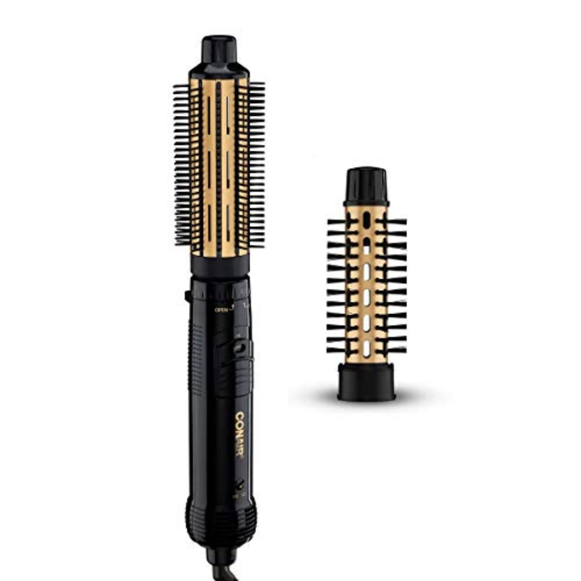 2-in-1 Hot Air Curling Combo, Includes 1.5-inch Curl Brush and 1-inch Aluminum Bristle Brush