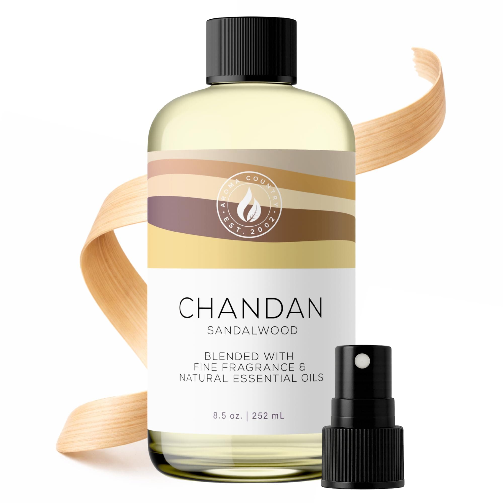 Aroma Country Chandan Diffuser Oil - Luxury Essential Oils for Diffuser Refill & Air Freshener Room Spray - Long-Lasting & Natural Home Fragrance, Sandalwood Scented Oil for Diffusers (8.5 Fl. oz)