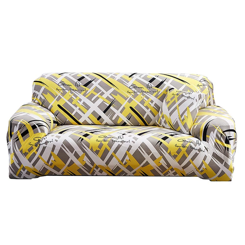 Magic Sofa Cover, Double Seater, Printed Design (C-Yellow)