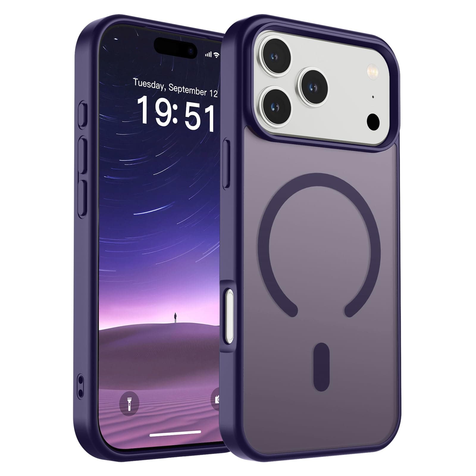 SUPFINE Magnetic for iPhone 17 Pro Max Case (Compatible with MagSafe)(Military Grade Drop Protection) Translucent Matte Shockproof with Anti-Fingerprint Phone Cover 2025,Dark Purple