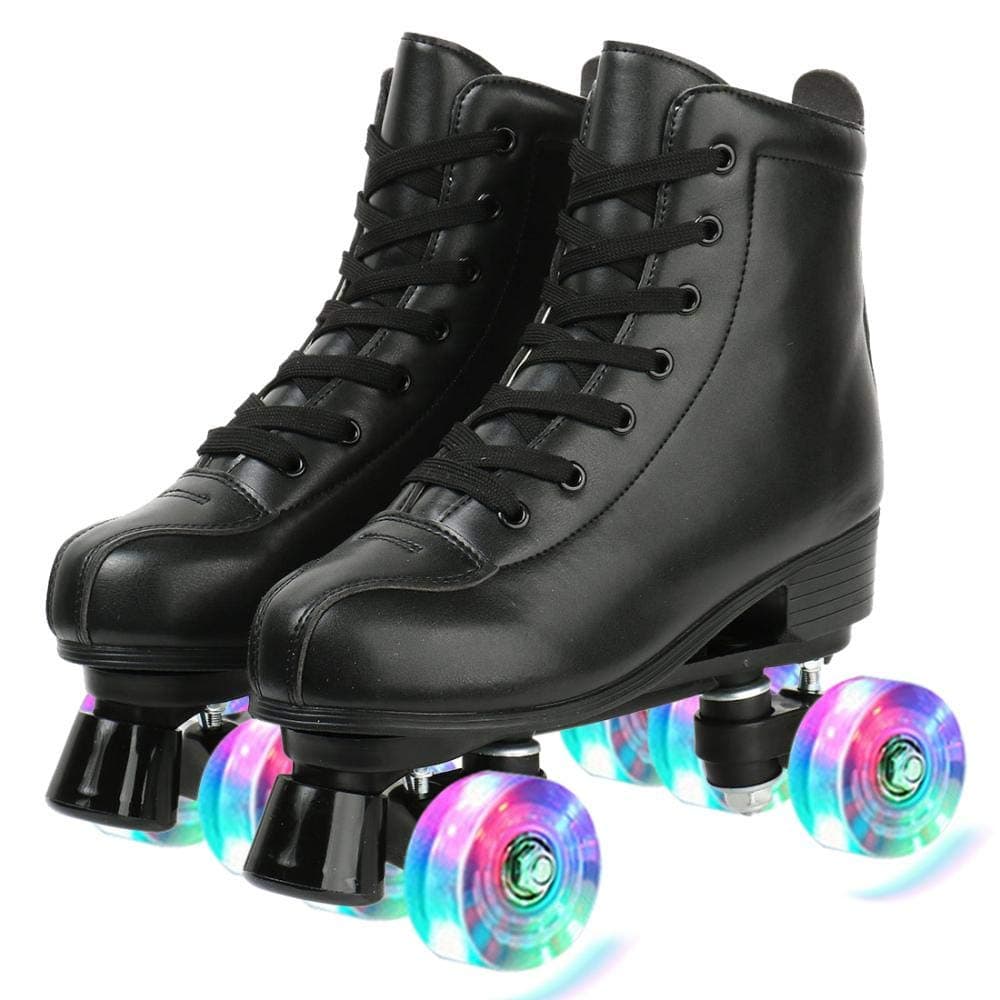 XUDREZ Double Row Adjustable Leather High-Top Roller Skates - Perfect for Indoor Outdoor Adult Use With Bag