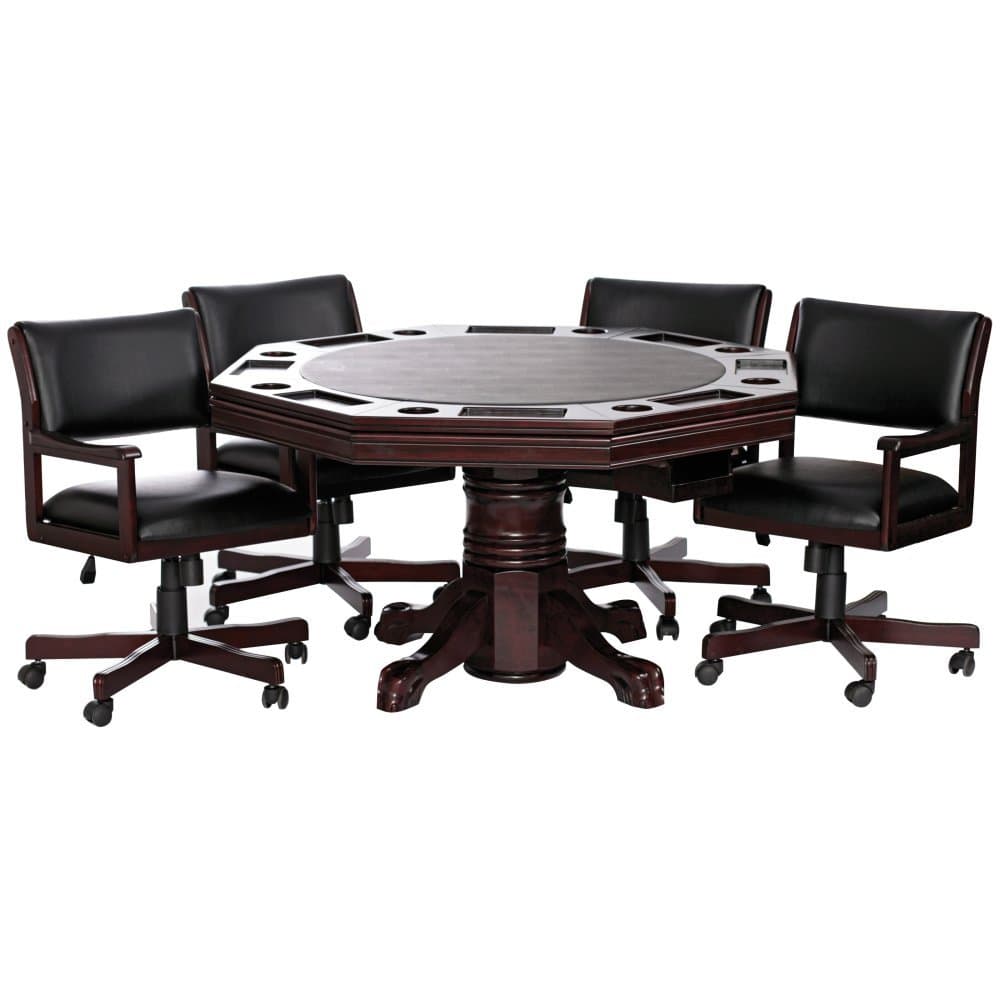 Level Best 54 in. 3 in 1 Game Table Set with 4 Rocker Swivel Chairs