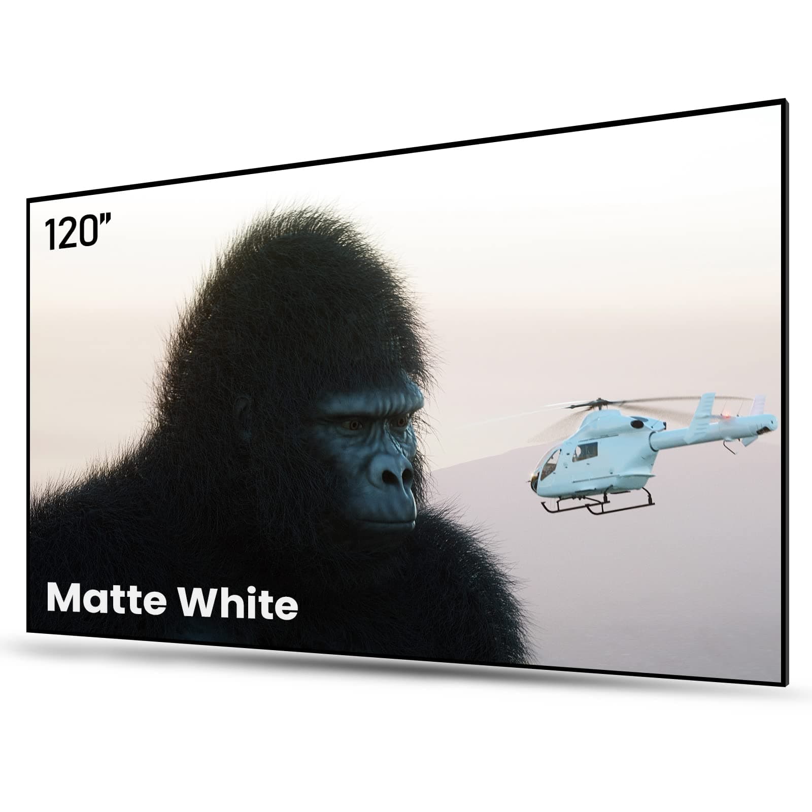 Projector Screen 120 inch Fixed Frame, 1.3 dB Peak Gain, 80% Picture Quality Improved, 4K / 8K Ultra HD, HDR & Active 3D Movie Wall Mount Projector Screen, Matte White Material, MW-120