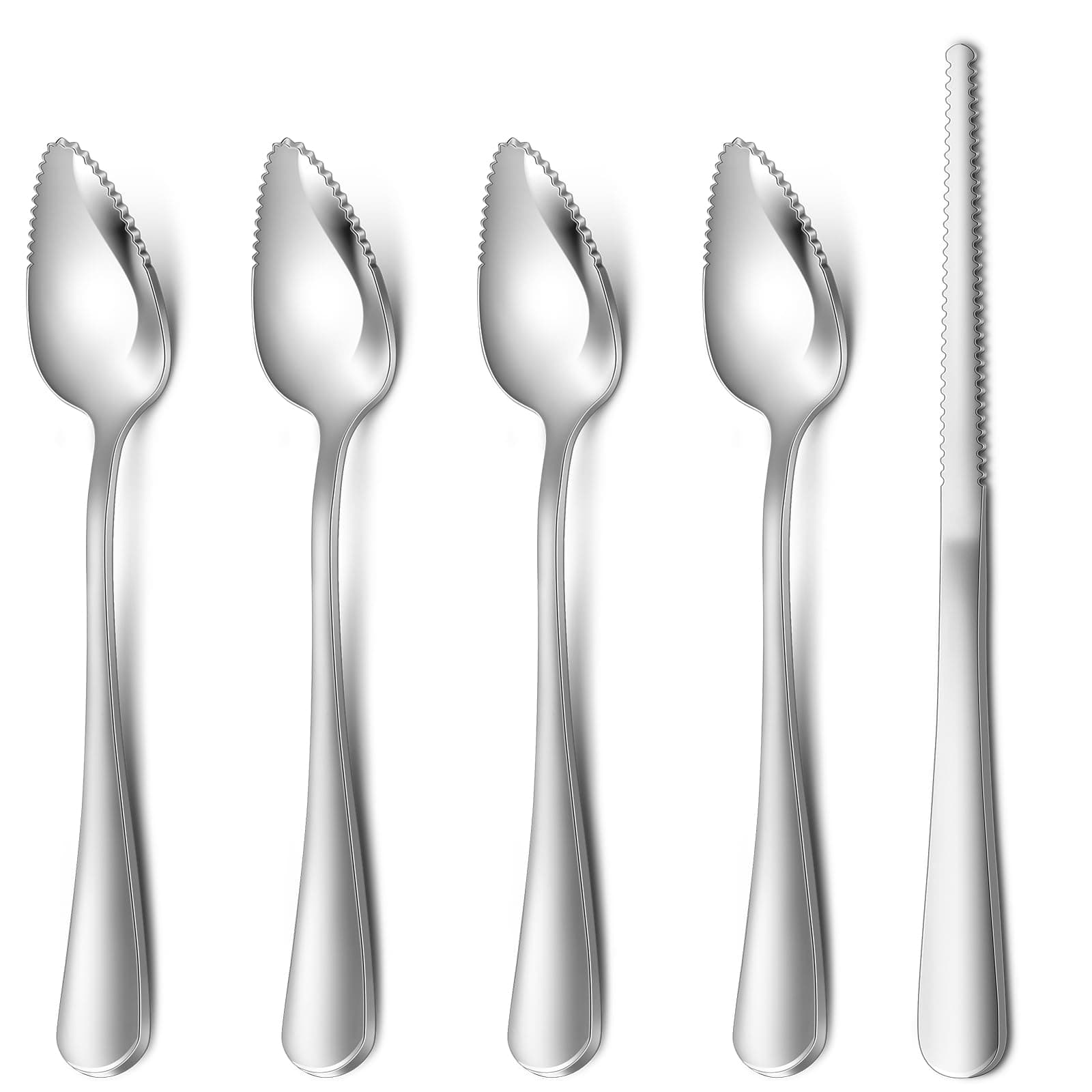 4-piece Grapefruit Spoons and Grapefruit Knife, 18/8 Stainless Steel